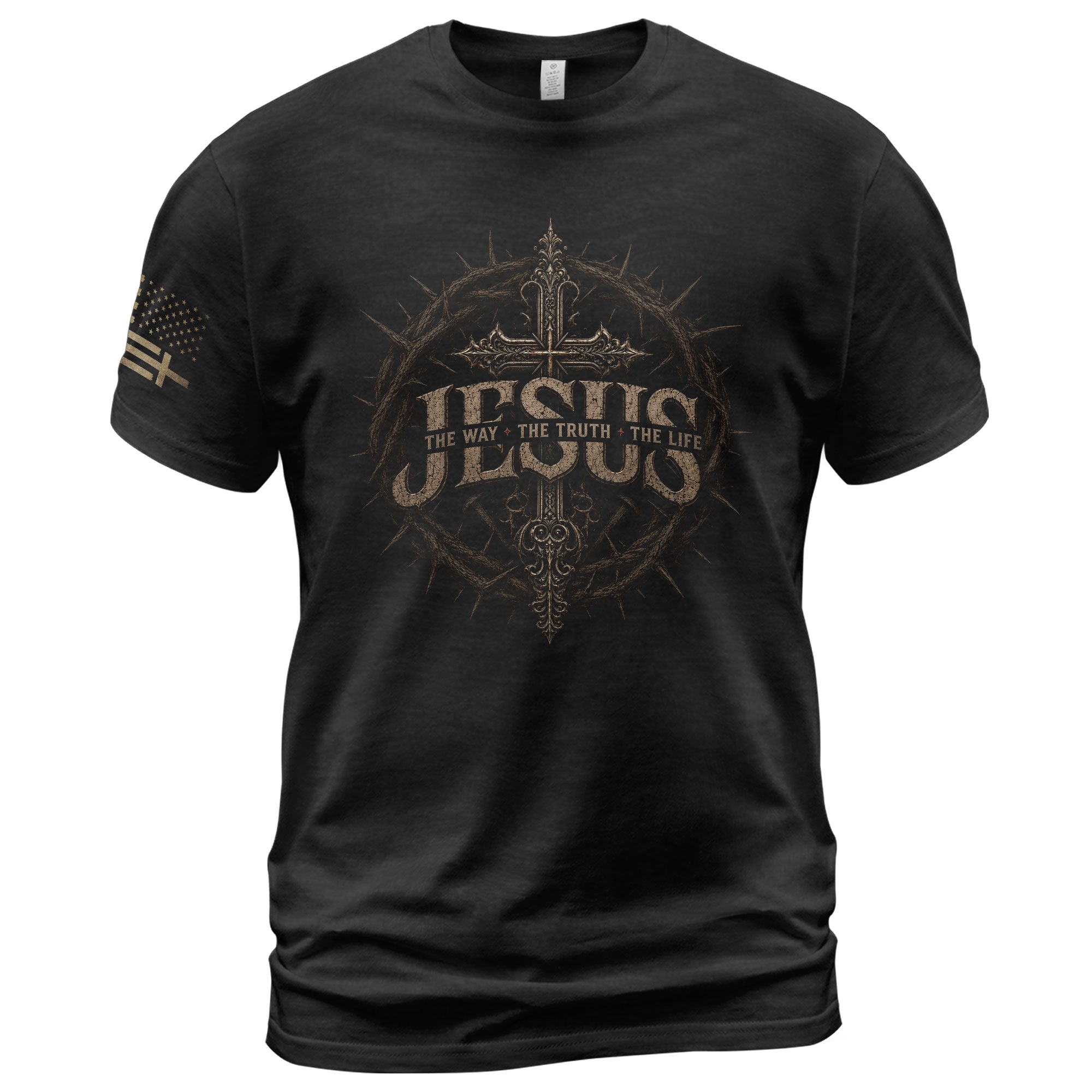 Jesus Christian T-Shirt Vintage Cross Crown of Thorns Religious Faith Graphic Tee
