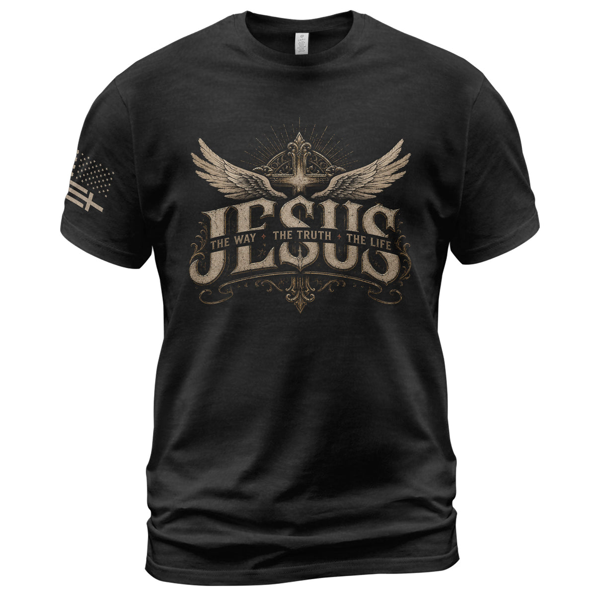 Jesus The Way The Truth The Life Shirt Christian Cross Wings Faith Graphic Tee - Rust Field Wear