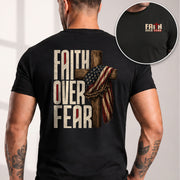 Faith Over Fear Christian Shirt Patriotic Cross American Flag Religious Graphic Tee - Rust Field Wear
