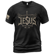 Jesus The Way The Truth The Life Shirt Patriotic Christian Cross Graphic Tee Faith upsale - Rust Field Wear