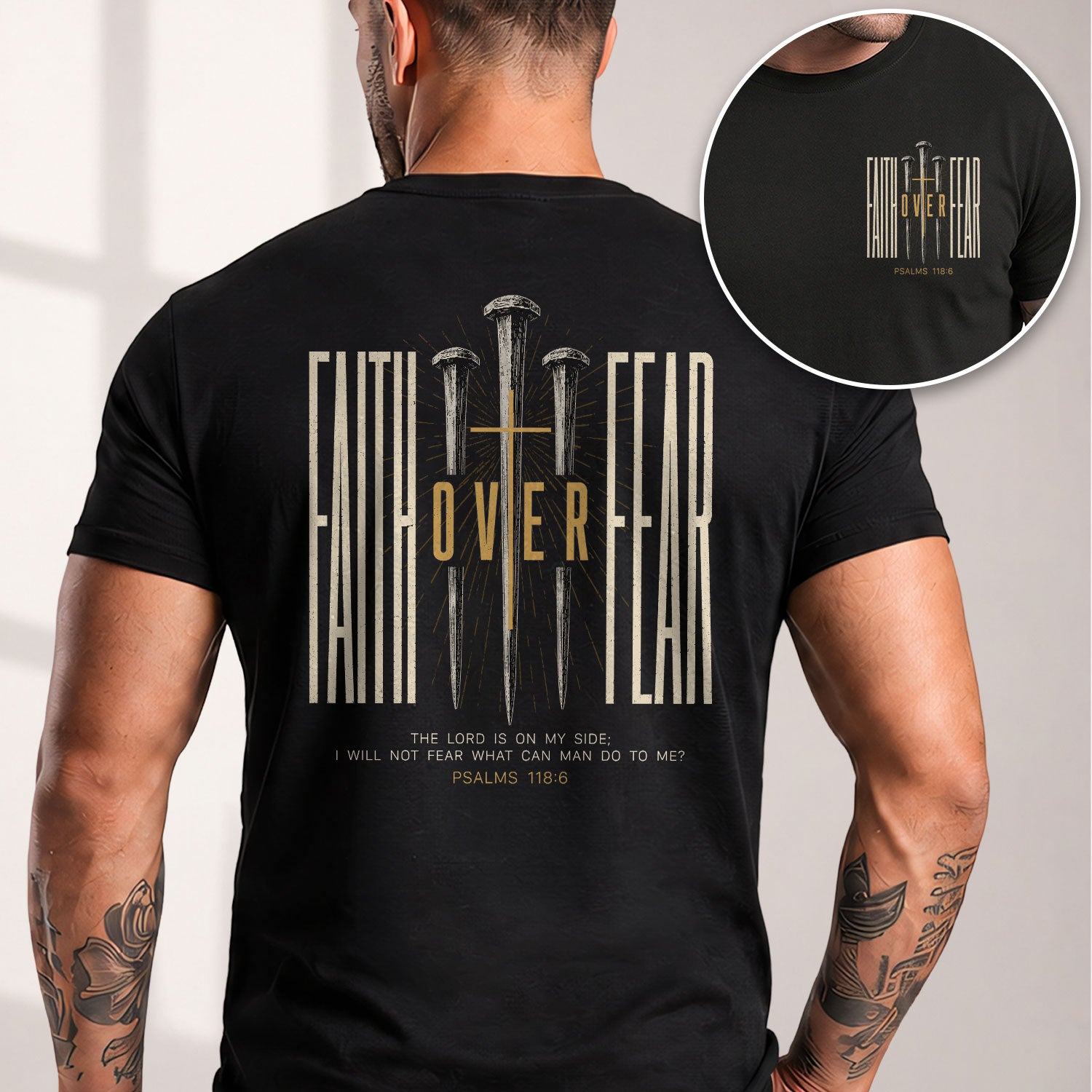 Faith Over Fear T Shirt Christian Cross Nails Psalms 118 6 Religious Tee Apparel - Rust Field Wear