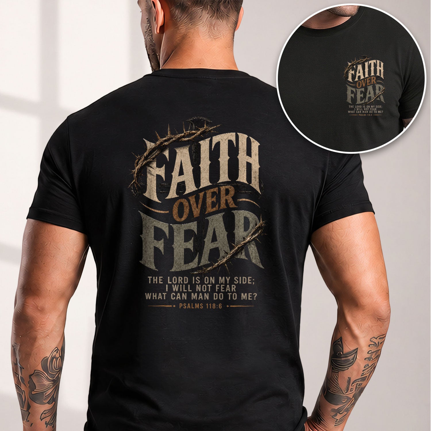 Faith Over Fear Christian Shirt Crown Of Thorns Scripture Graphic Faith Based Tee - Rust Field Wear