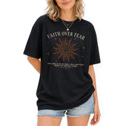 Faith Over Fear T Shirt Christian Women Radiant Sun Psalms 118 6 Religious Tee Top - Rust Field Wear