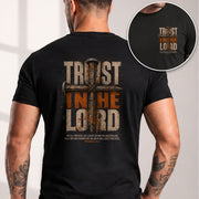 Trust In The Lord T Shirt Christian Cross Proverbs 3 5 6 Bible Verse Religious Apparel Tee - Rust Field Wear