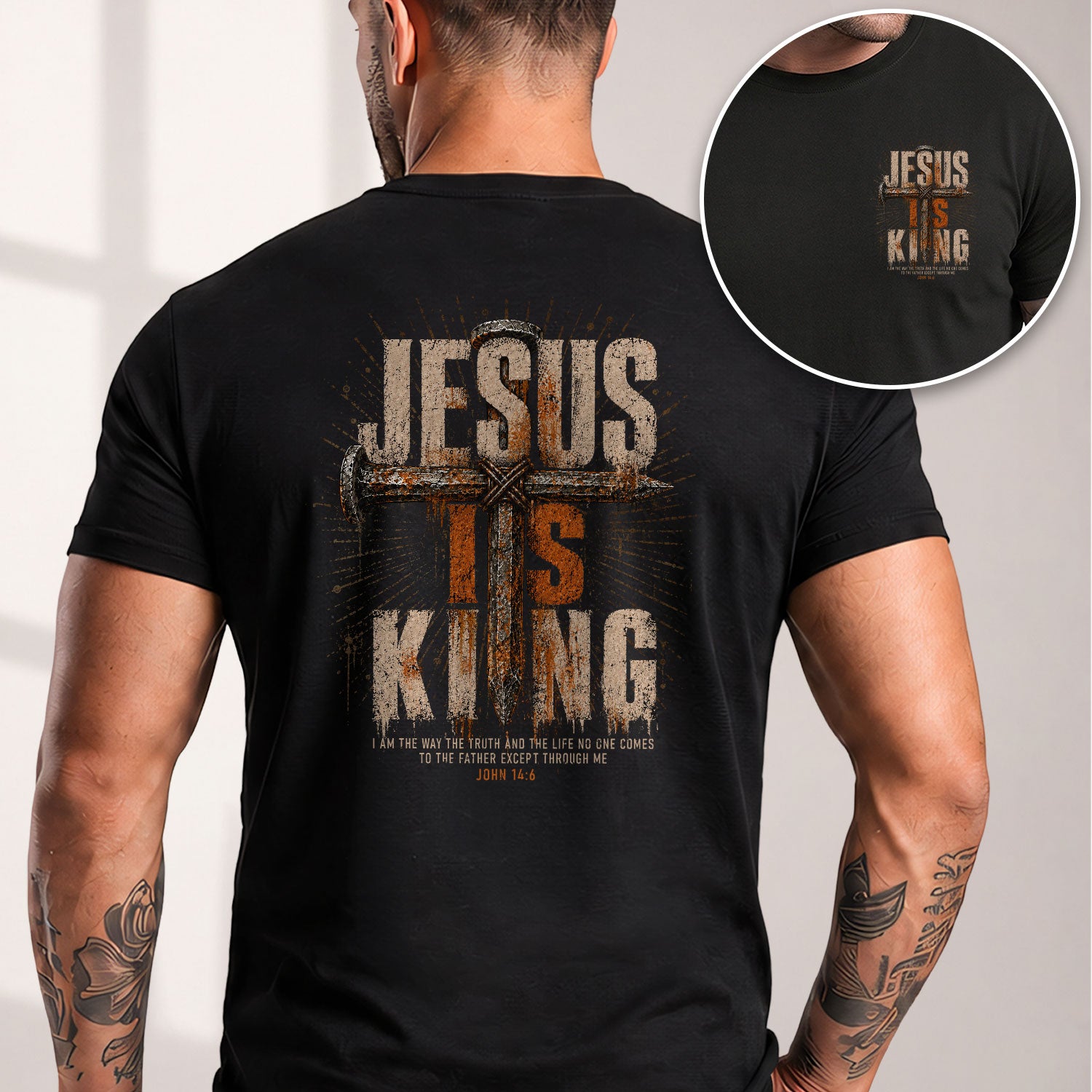 Jesus Is King T Shirt Christian Lion Cross John 14 6 Bible Verse Religious Faith Tee Apparel - Rust Field Wear