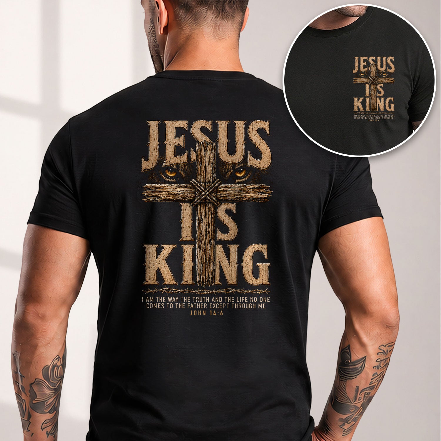 Jesus Is King T Shirt Christian Cross John 14 6 Bible Verse Religious Graphic Tee Apparel - Rust Field Wear