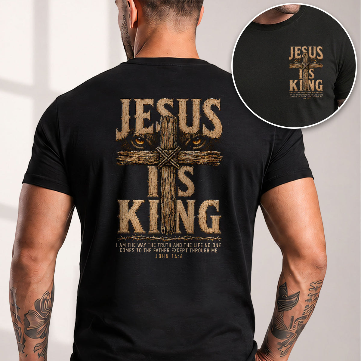 Jesus Is King T Shirt Christian Cross John 14 6 Bible Verse Religious Graphic Tee Apparel - Rust Field Wear