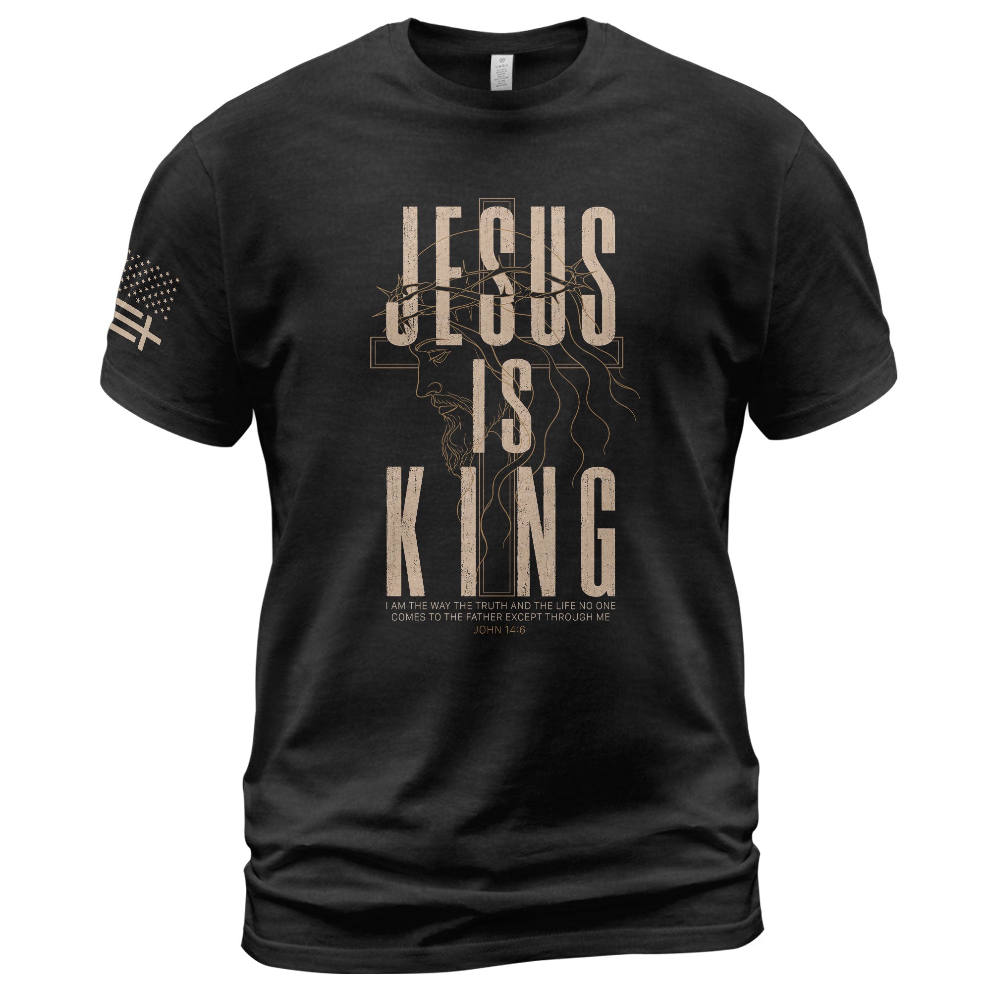 Jesus Is King T Shirt Christian Cross Crown Of Thorns John 14 6 Religious Faith Tee