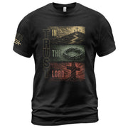 Trust In The Lord Shirt Mens Christian Calvary Cross Crown Thorns Religious Tee - Rust Field Wear