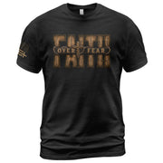 Faith Over Fear Wood Letters Scripture Christian Graphic Tee Shirt For Men Apparel - Rust Field Wear