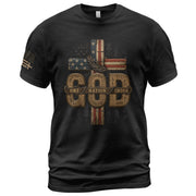One Nation Under God USA Flag Cross Christian Graphic Tee Shirt For Men Faith Wear - Rust Field Wear