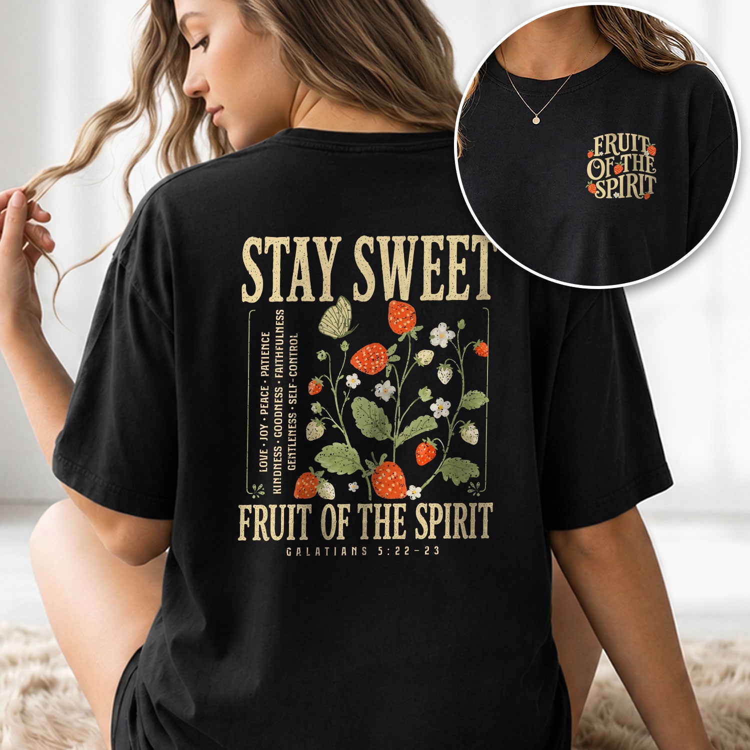 Stay Sweet Fruit Of The Spirit Galatians 5 22 23 Berry Christian Tee For Women Apparel