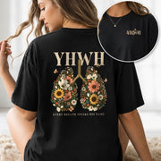 Holy Christian YHWH Floral Lungs Aesthetic Women Graphic Tee Shirt Vintage Cotton - Rust Field Wear