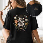 Inspirational Christian Scripture Floral Aesthetic Women Graphic Tee Shirt Retro Cotton - Rust Field Wear