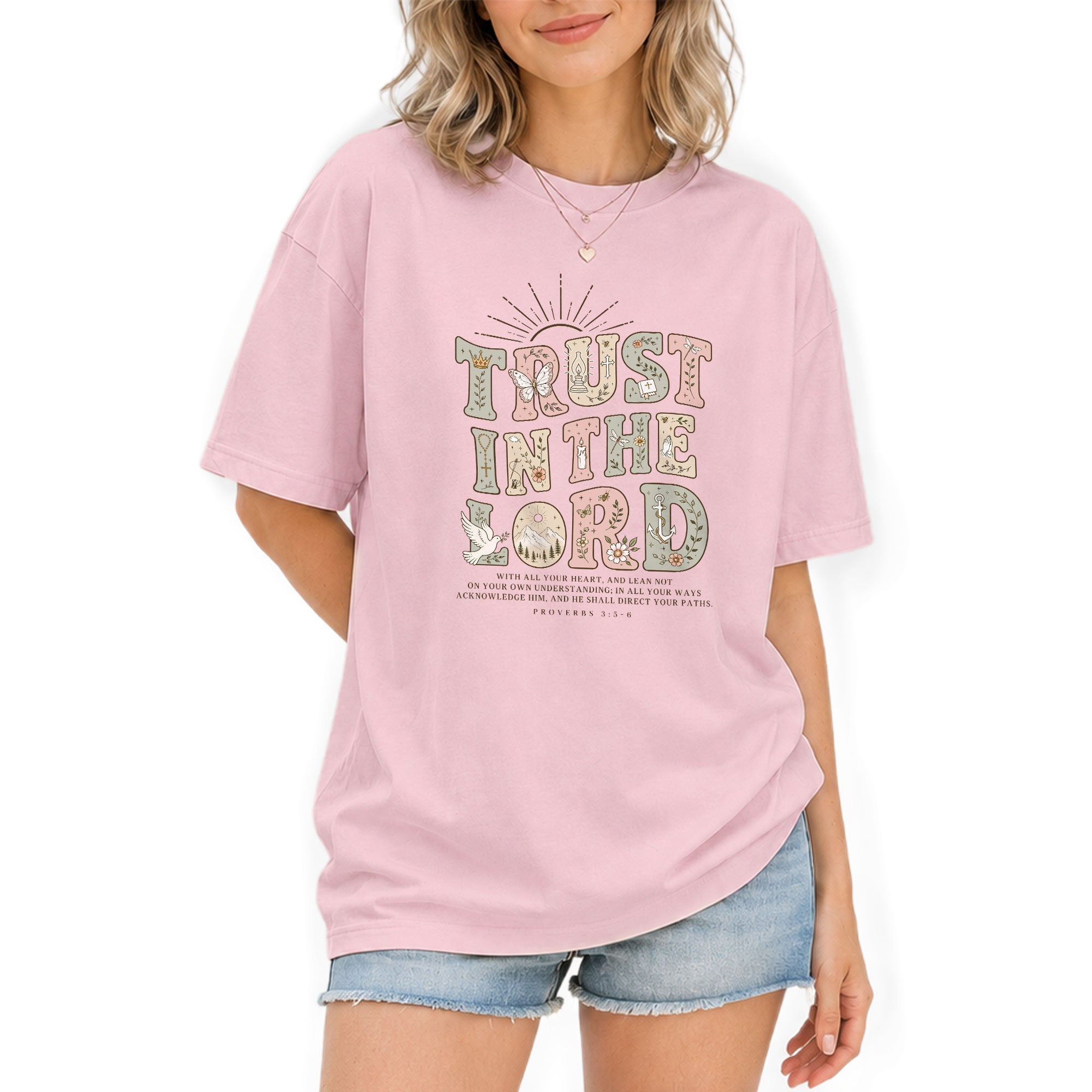 Trust In The Lord T-Shirt Christian Women Faith Shirt Aesthetic Colorful Bible Verse Tee - Rust Field Wear