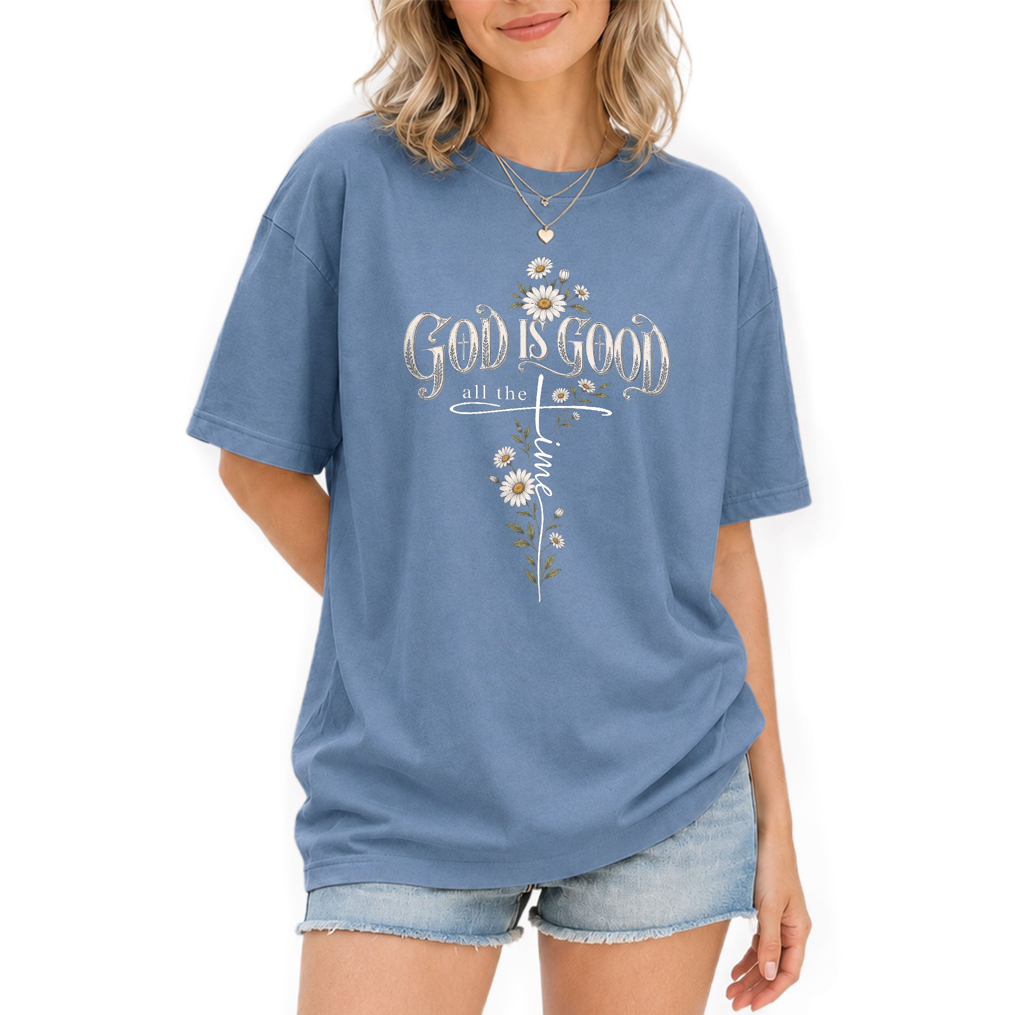 God Is Good Shirt Christian Floral Daisy Cross Bible Verse Women Faith Graphic T-Shirt - Rust Field Wear