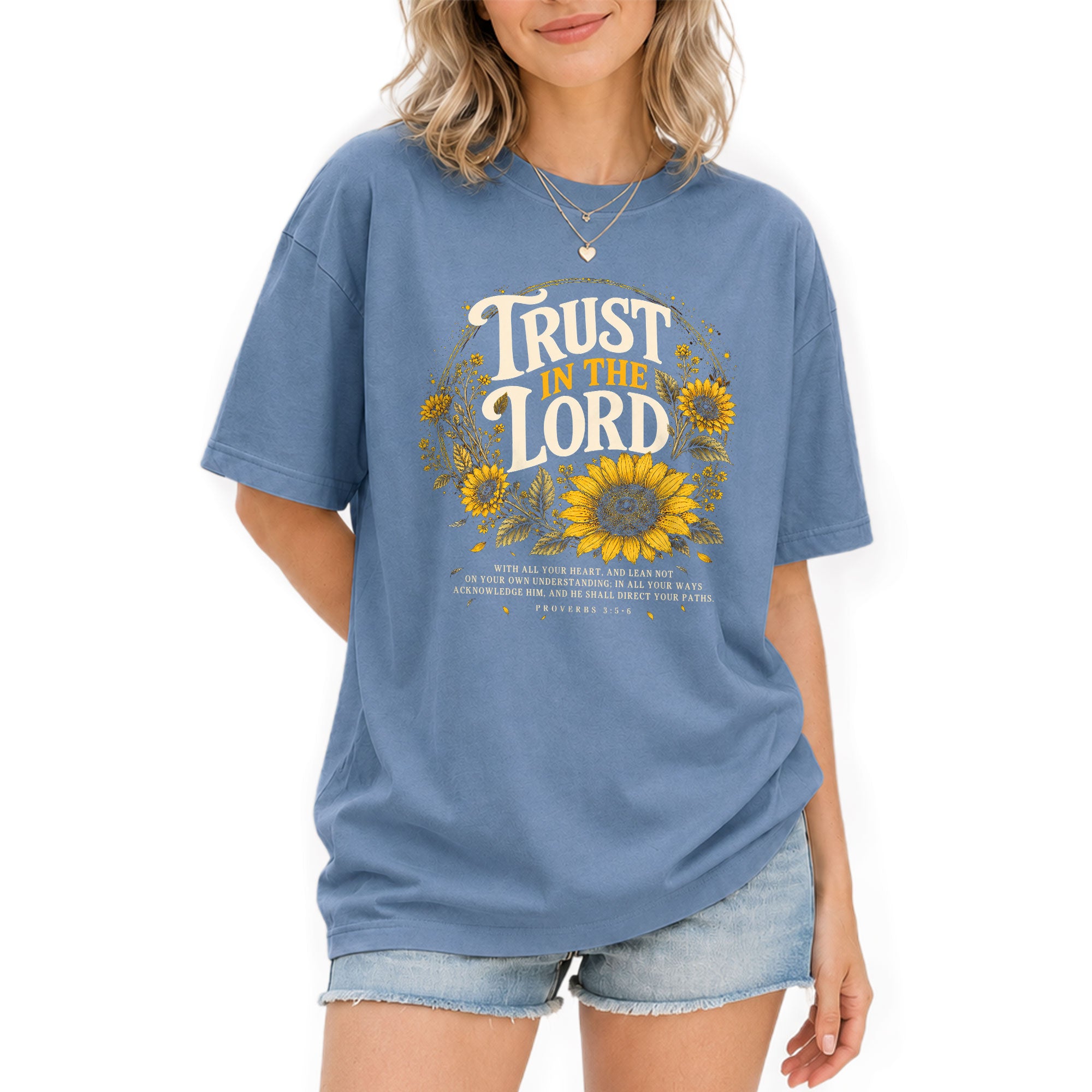 Trust In The Lord Christian Women Shirt Sunflower Faith Graphic Tee Bible Verse Aesthetic - Rust Field Wear
