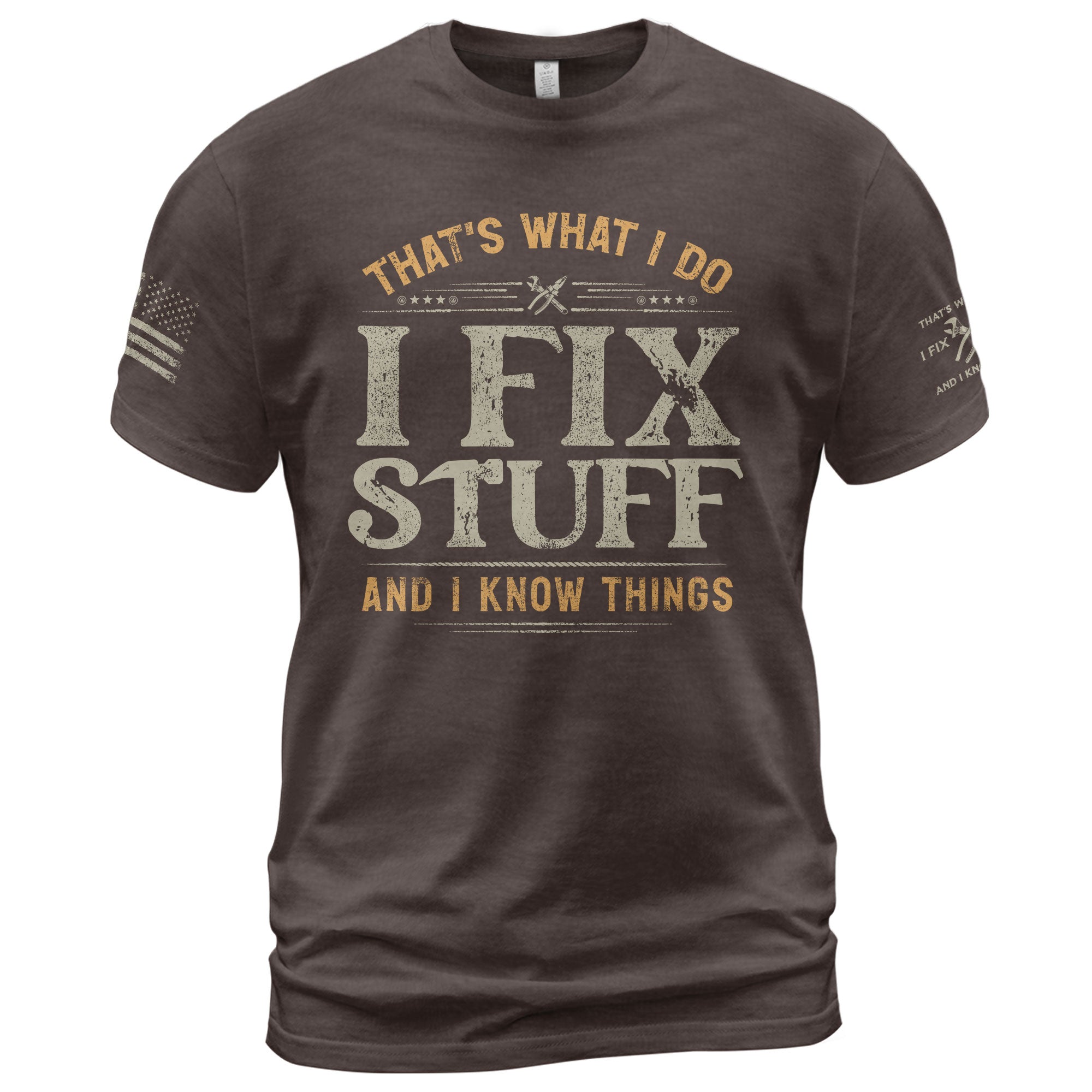 I Fix Stuff And I Know Things Funny Handyman Quote Men Graphic Shirt Casual Novelty