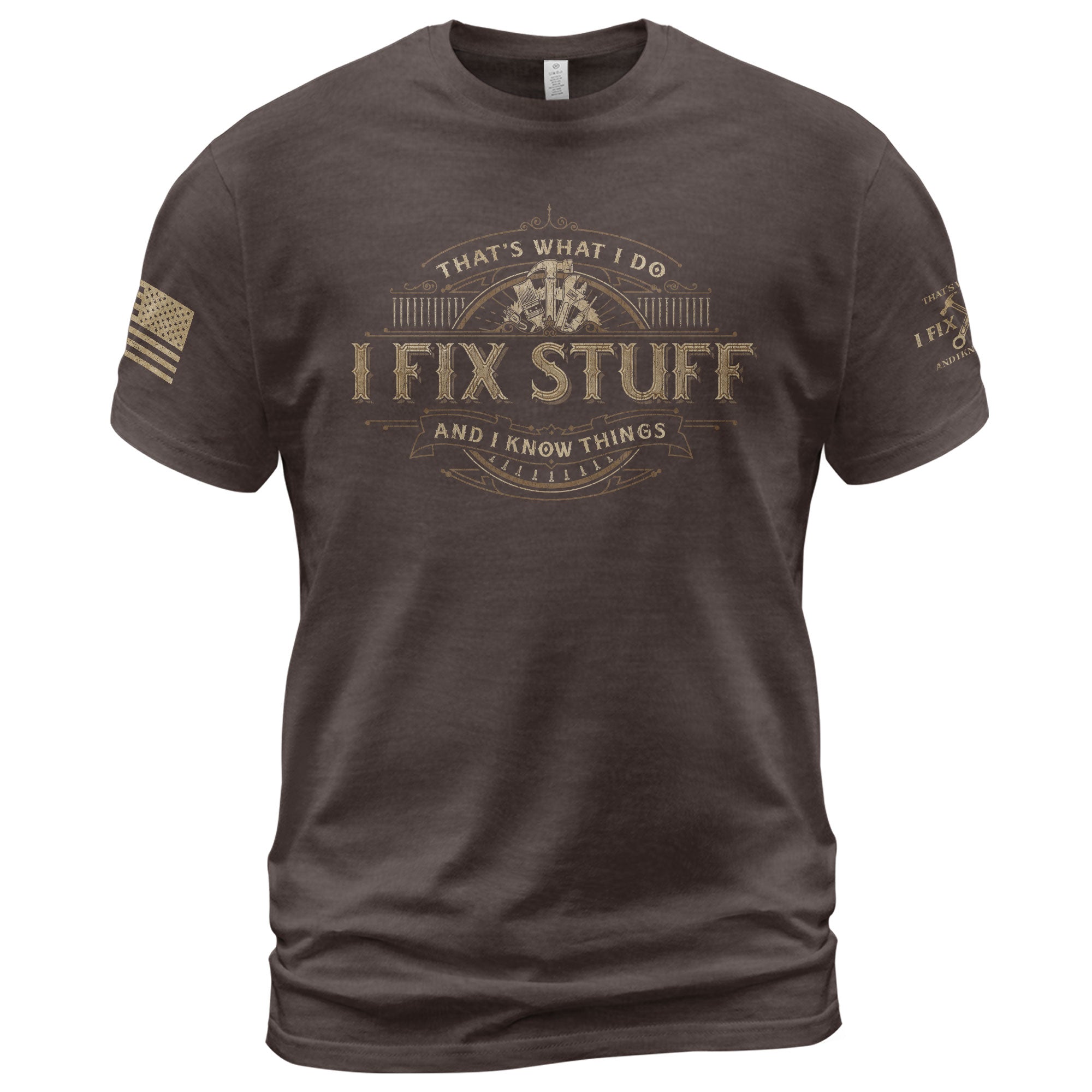 Graphic Shirt Men I Fix Stuff And I Know Things Funny Quote T-Shirt Sleeves Print