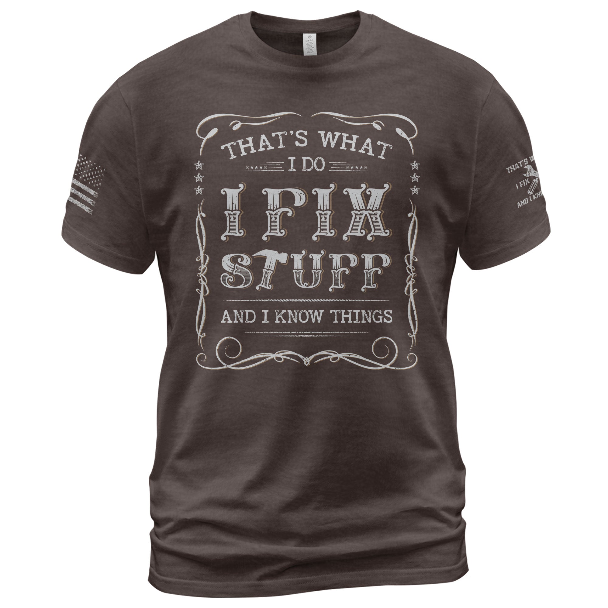 I Fix Stuff And I Know Things Funny Vintage Quote Men Graphic Shirt Casual Novelty