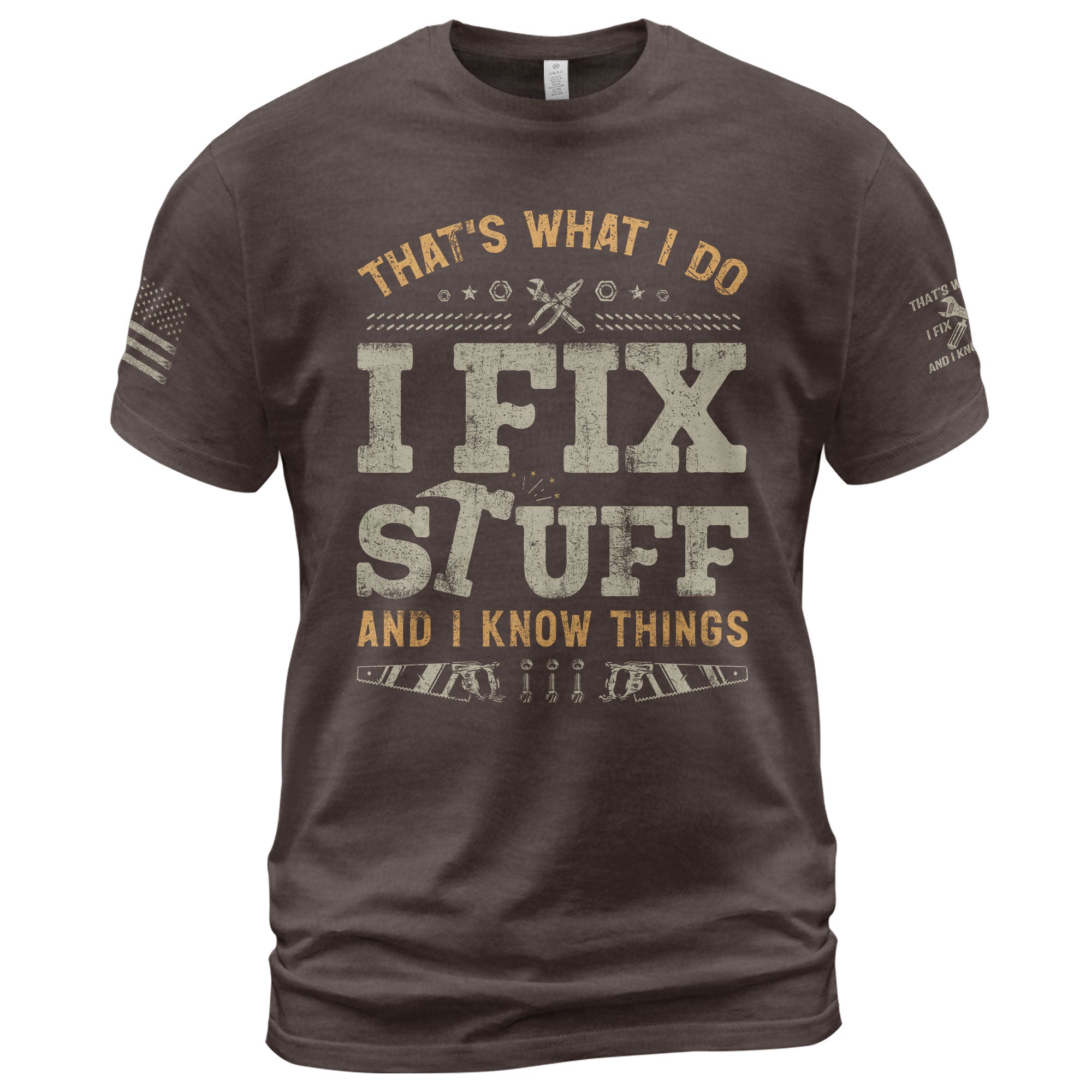 Rustic Men T-Shirt Graphic I Fix Stuff And I Know Things Block Quote Print Tee