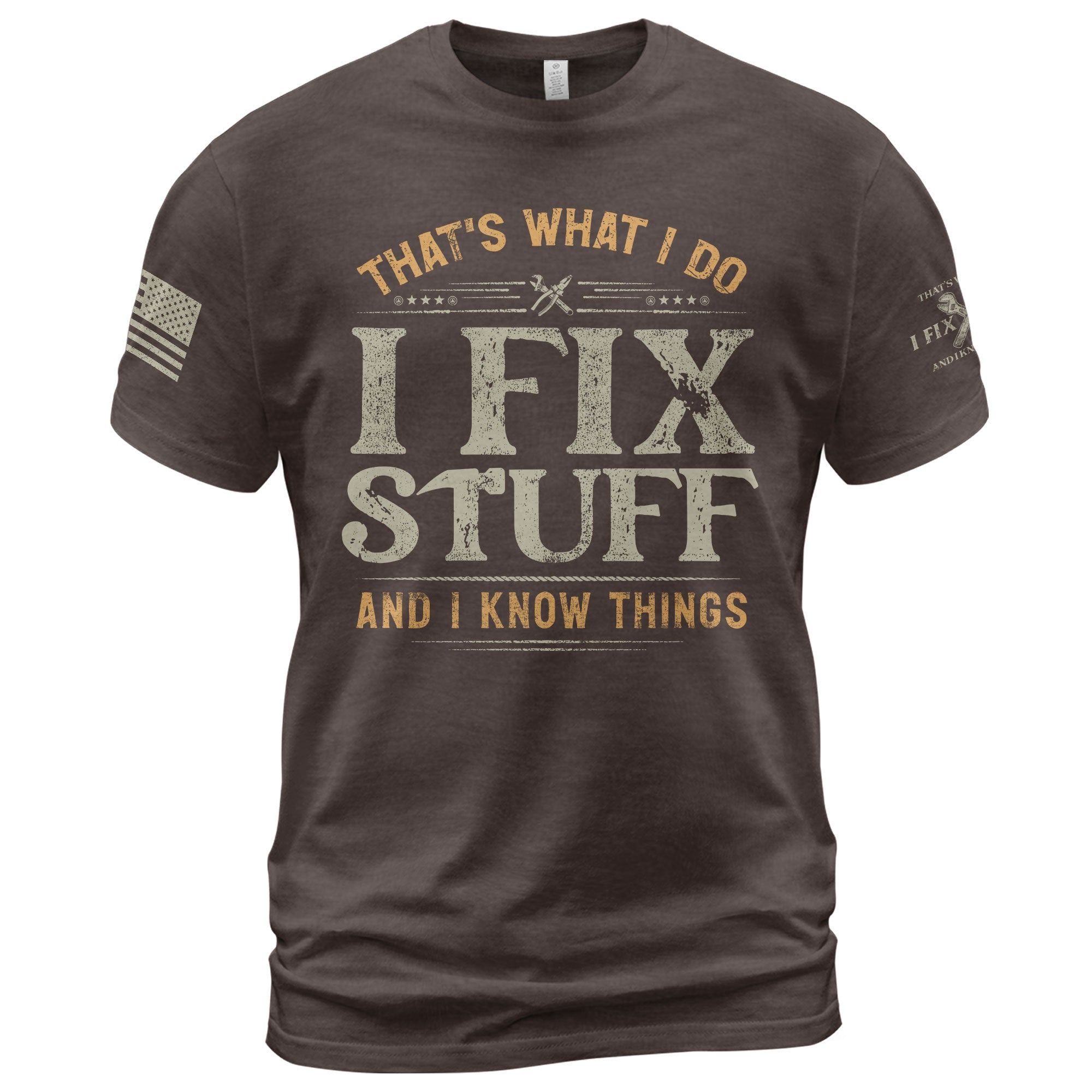 Vintage Men Graphic T-Shirt I Fix Stuff And I Know Things Distressed Quote Printed Tee