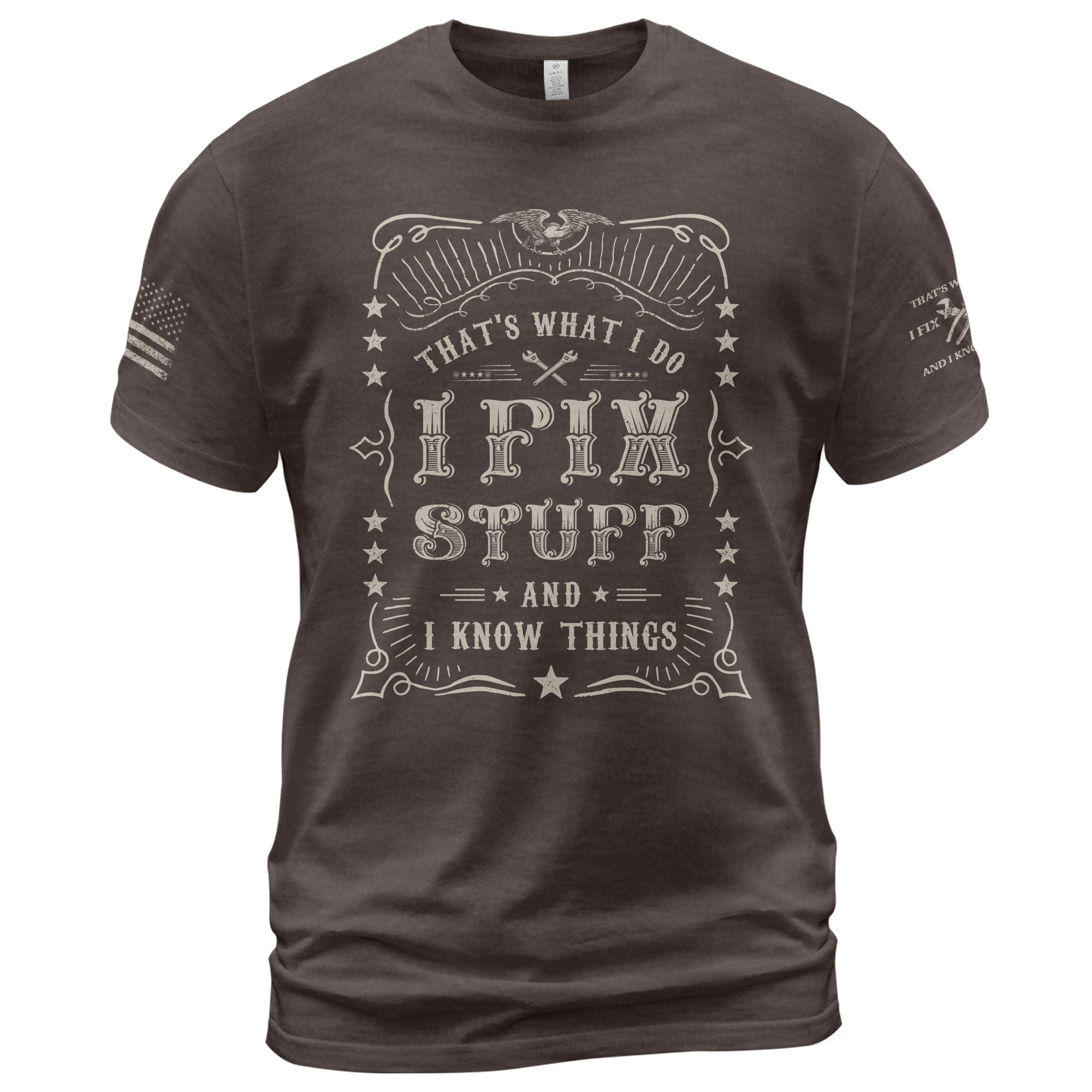 Graphic 2D Men T-Shirt I Fix Stuff And I Know Things Western Quote Eagle Print Tee