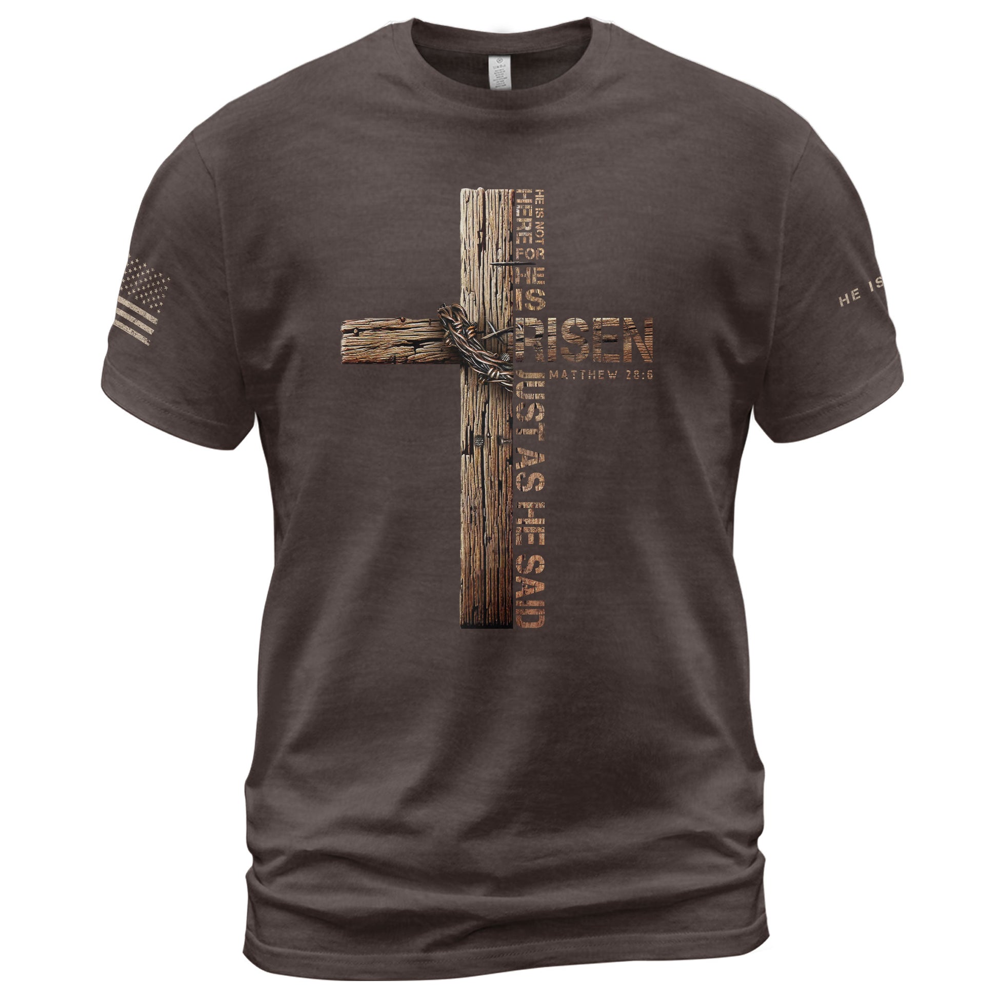 He Is Risen Just As He Said (Matthew 28:6) - Christian Tee Shirts, Christian Shirts for Men - Rust Field Wear