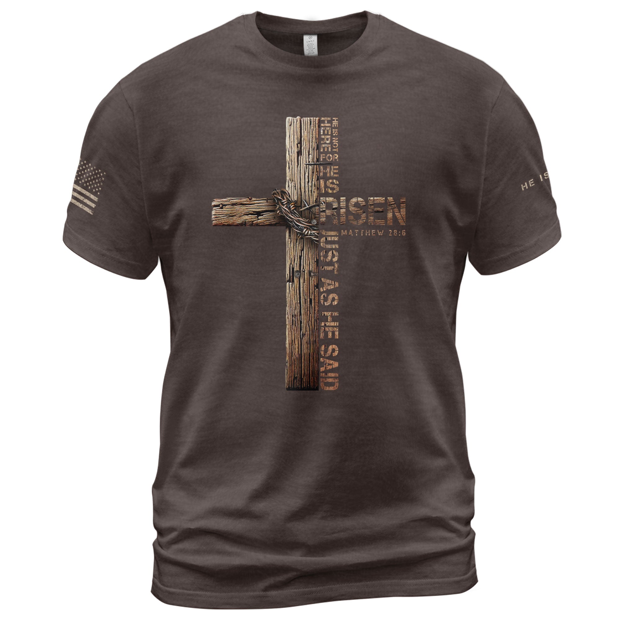 He Is Risen Just As He Said (Matthew 28:6) - Christian Tee Shirts, Christian Shirts for Men - Rust Field Wear