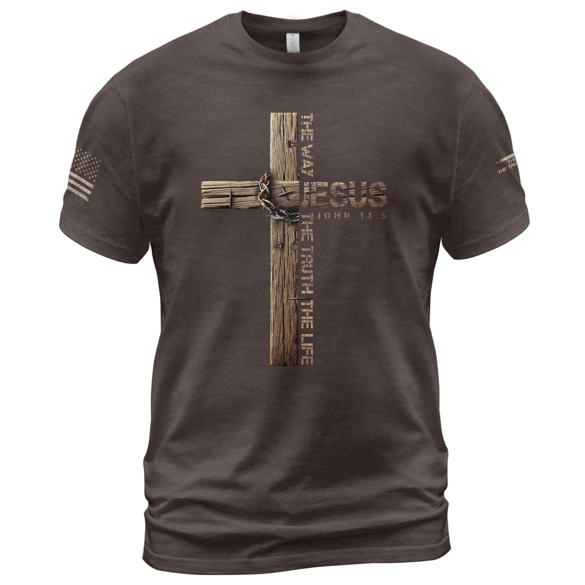 Christian Shirts for Men - Jesus Is the Way John 14:6 Cross Design, Christian Tee Shirts - Rust Field Wear