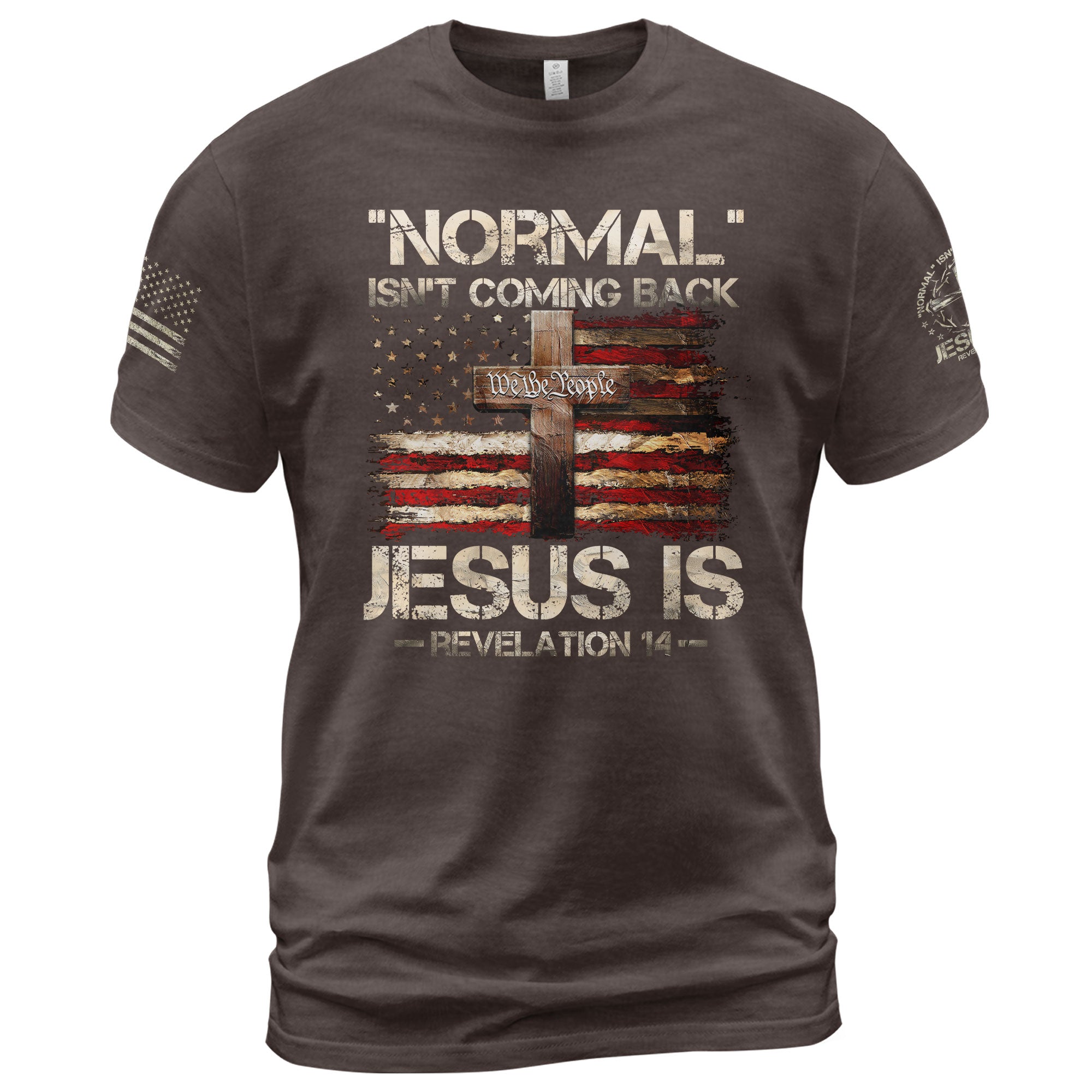 Jesus Is Coming Back Revelation 14 Faith and Patriotism - Christian Tee Shirts, Christian Shirts for Men - Rust Field Wear