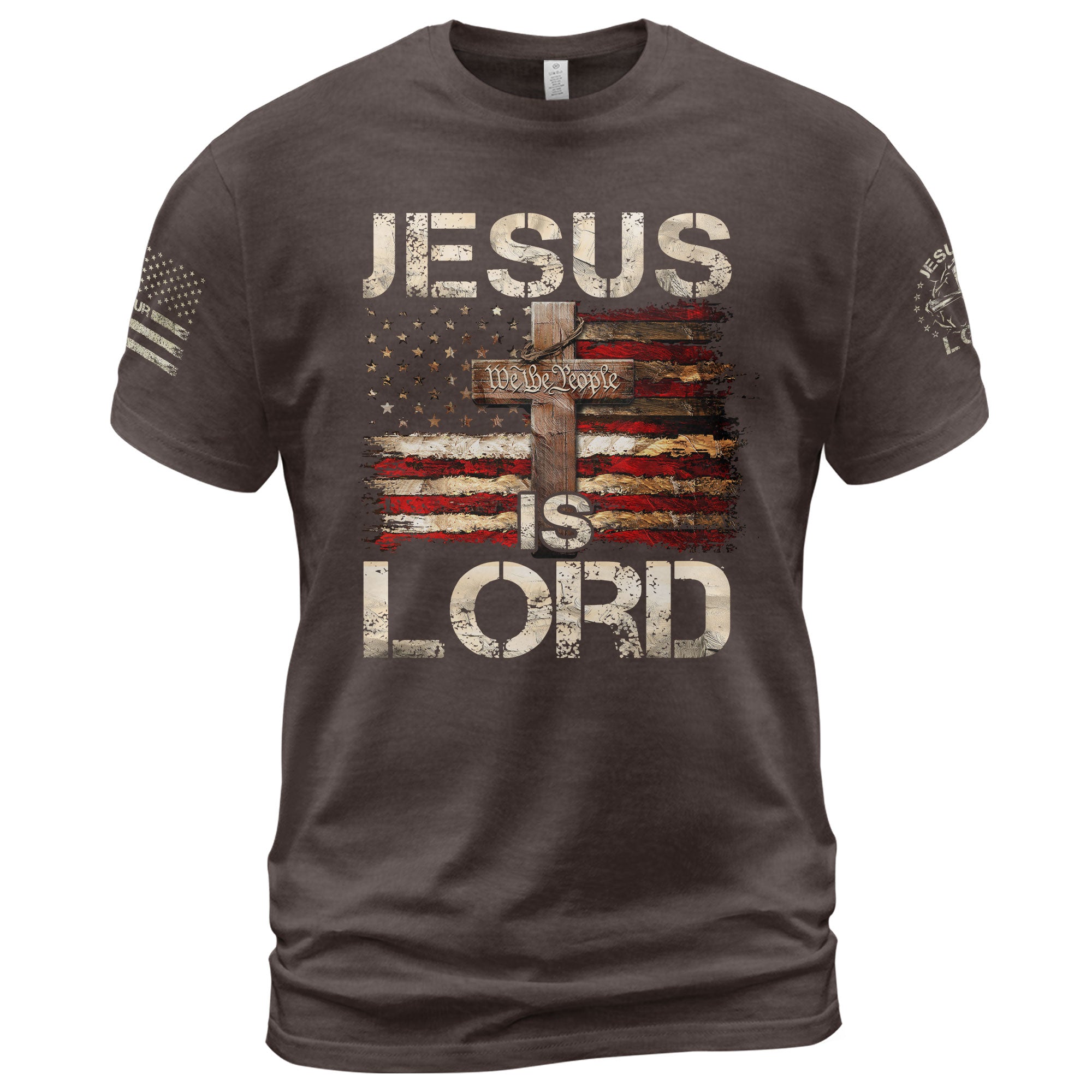 Jesus Is Lord Bold Faith and American Spirit, Christian Tee Shirts - Faith Shirts for Men - Rust Field Wear