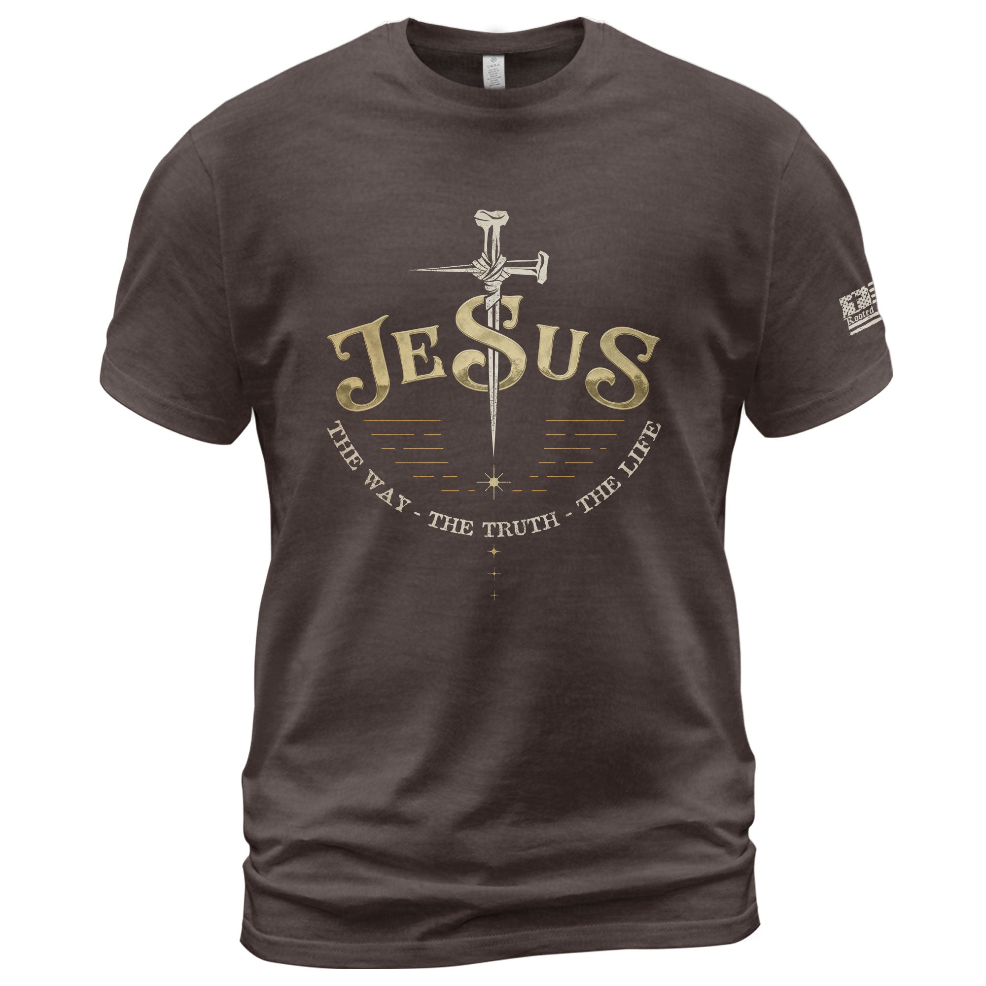 Forged in Faith JESUS Sword, Christian Tee Shirts - Faith Shirts for Men - Rust Field Wear