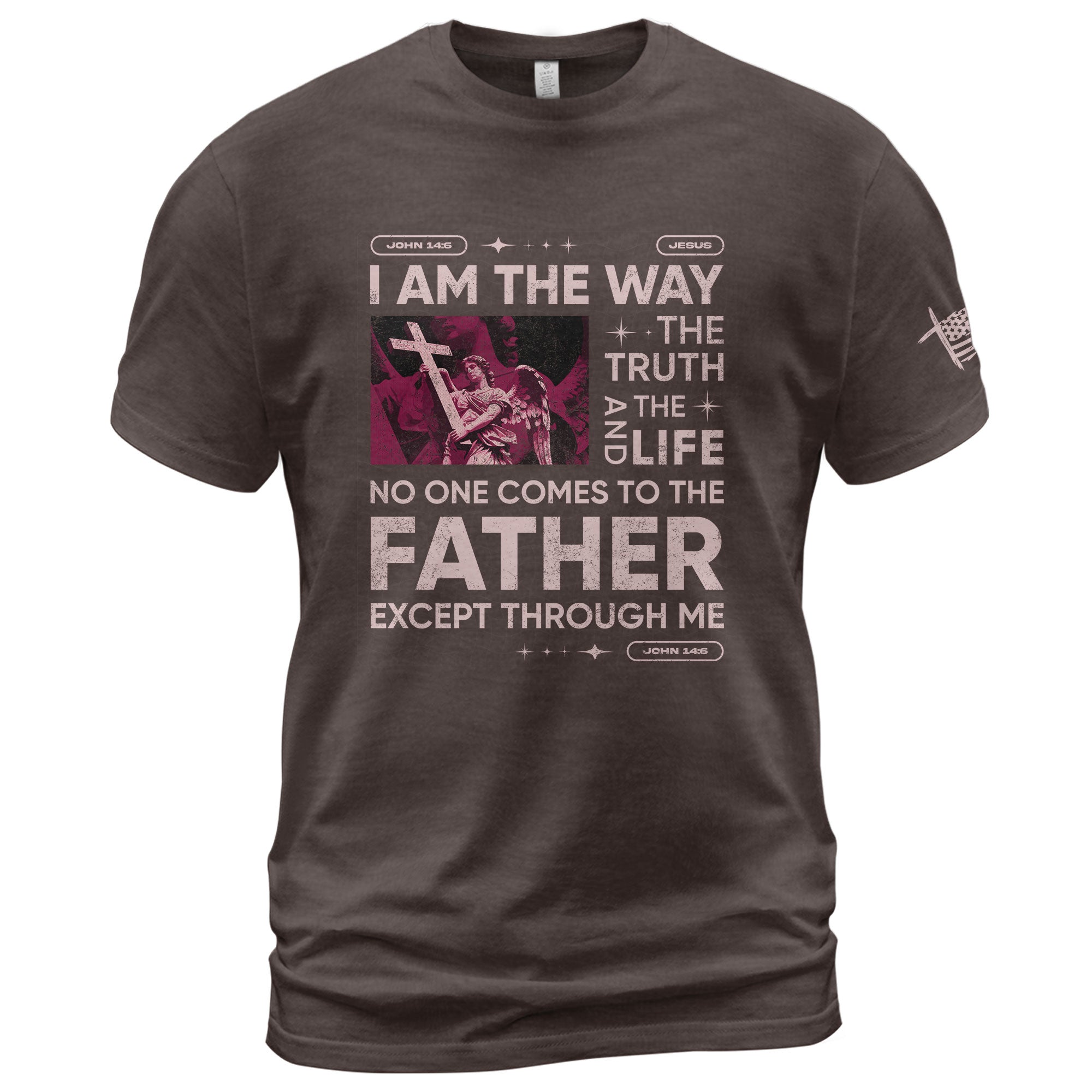 Christian Shirts for Men - I Am the Way Rose Scripture, Christian Tee Shirts - Rust Field Wear