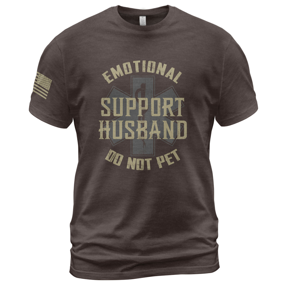 Funny Emotional Support Husband Sarcastic Graphic Tee Shirt Casual Apparel Top Clothing