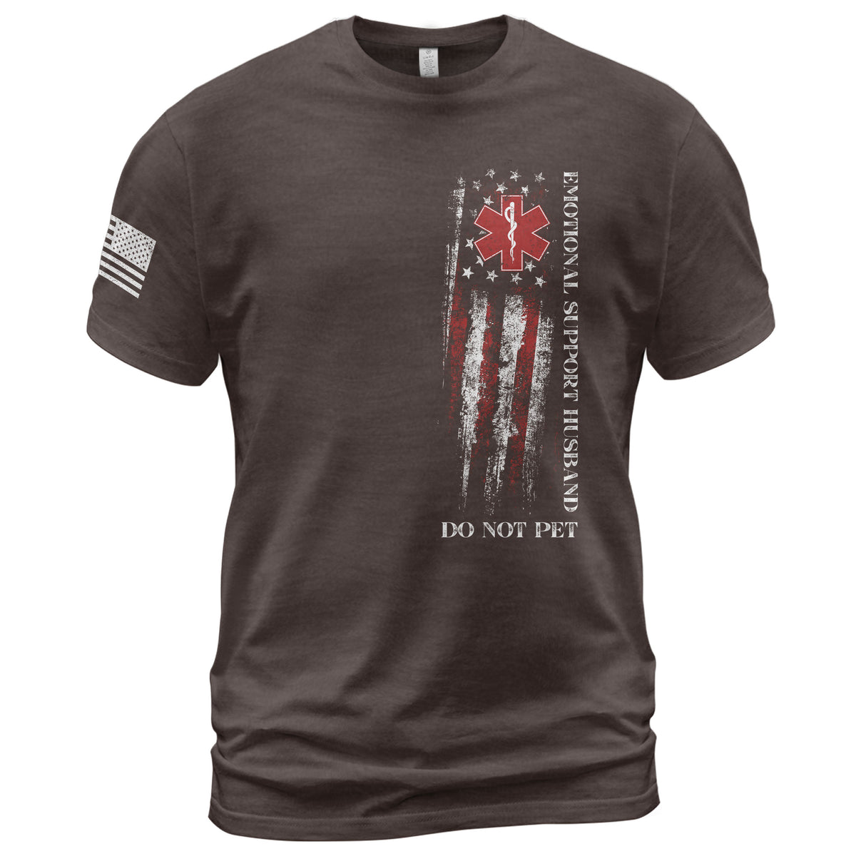 Funny Vertical Emotional Support Husband Flag Graphic Tee Shirt Casual Apparel Top