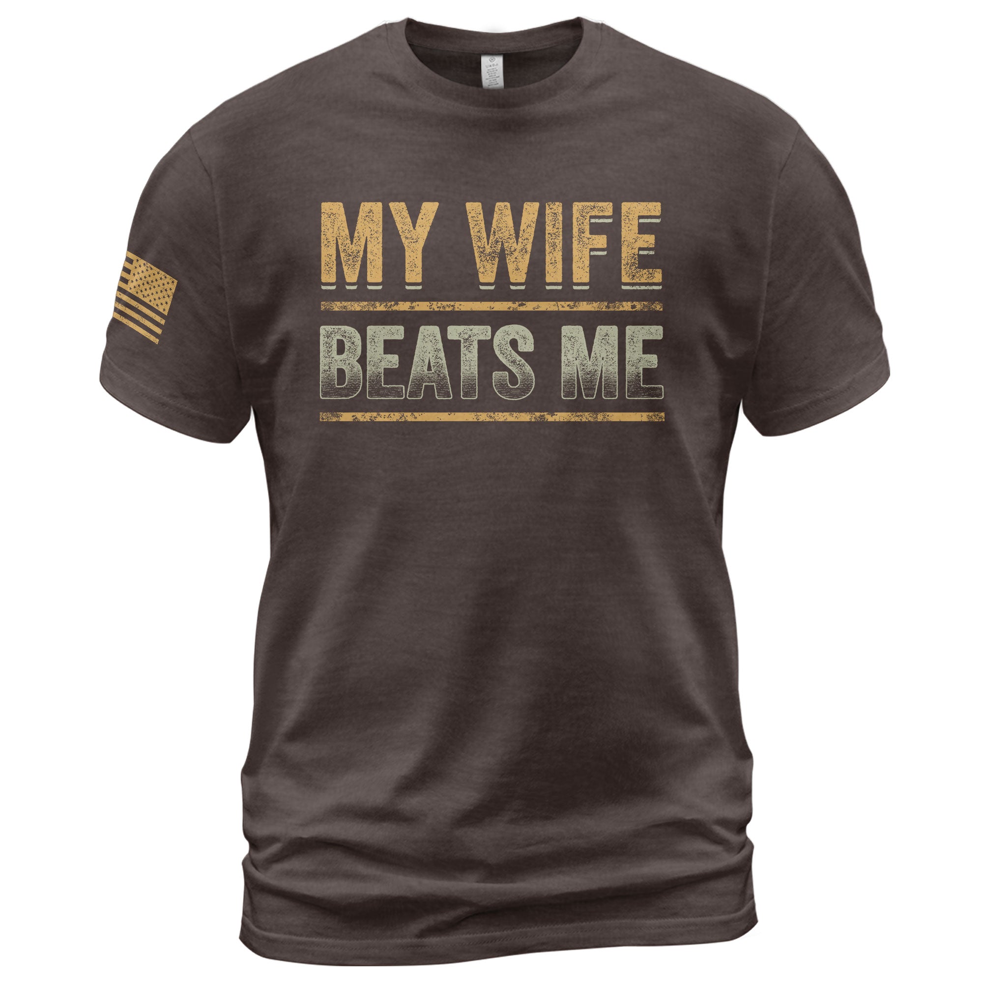 Funny Bold Lines Quote My Wife Beats Me Men Vintage Graphic Shirt Casual Novelty