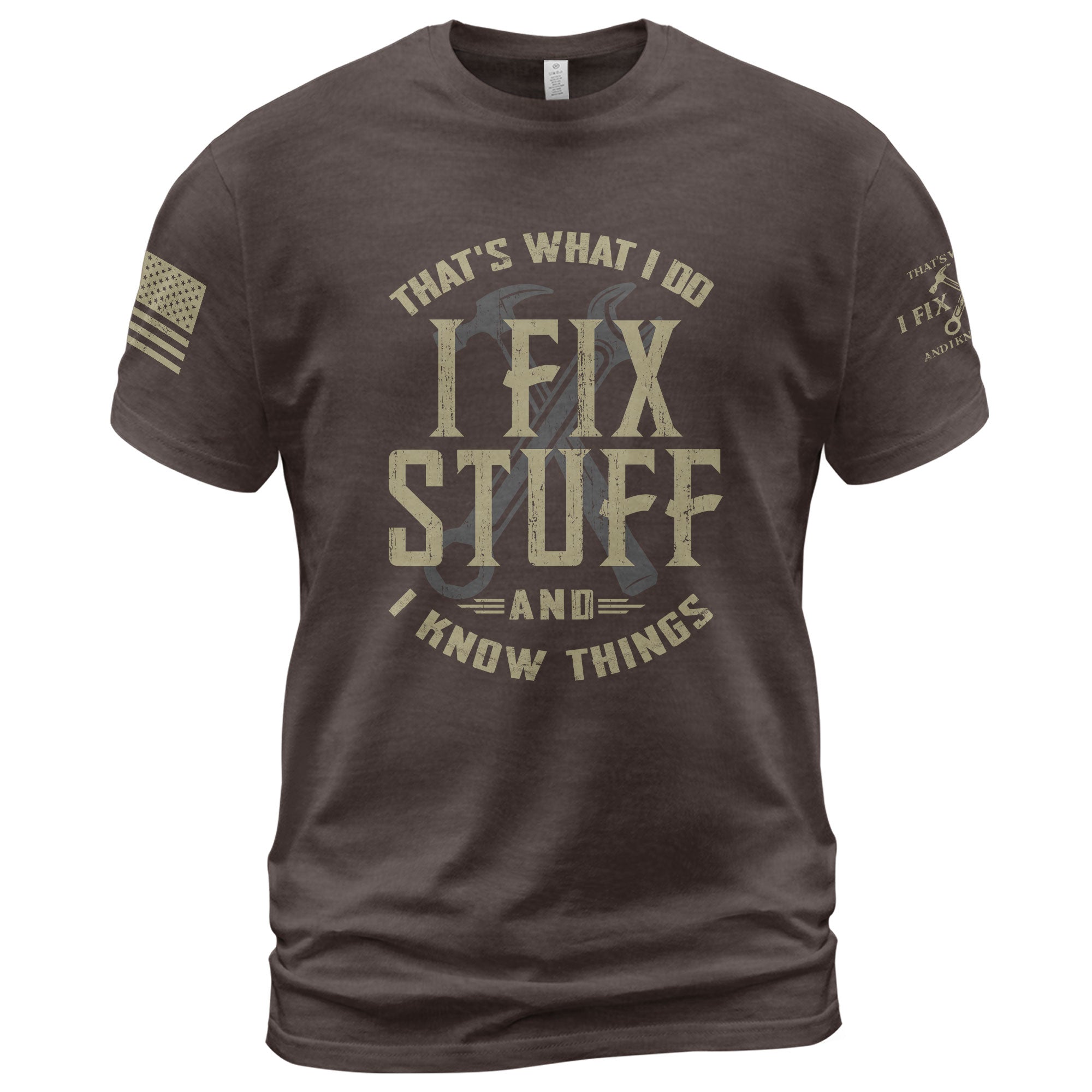 I Fix Stuff And I Know Things Graphic Shirt Men Funny Quote T-Shirt Sleeves Tee