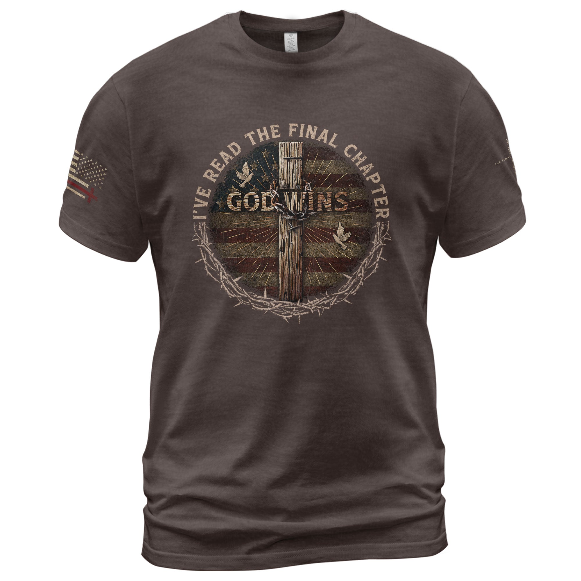 God Wins Christian, Christian Tee Shirts - Faith Shirts for Men - Rust Field Wear
