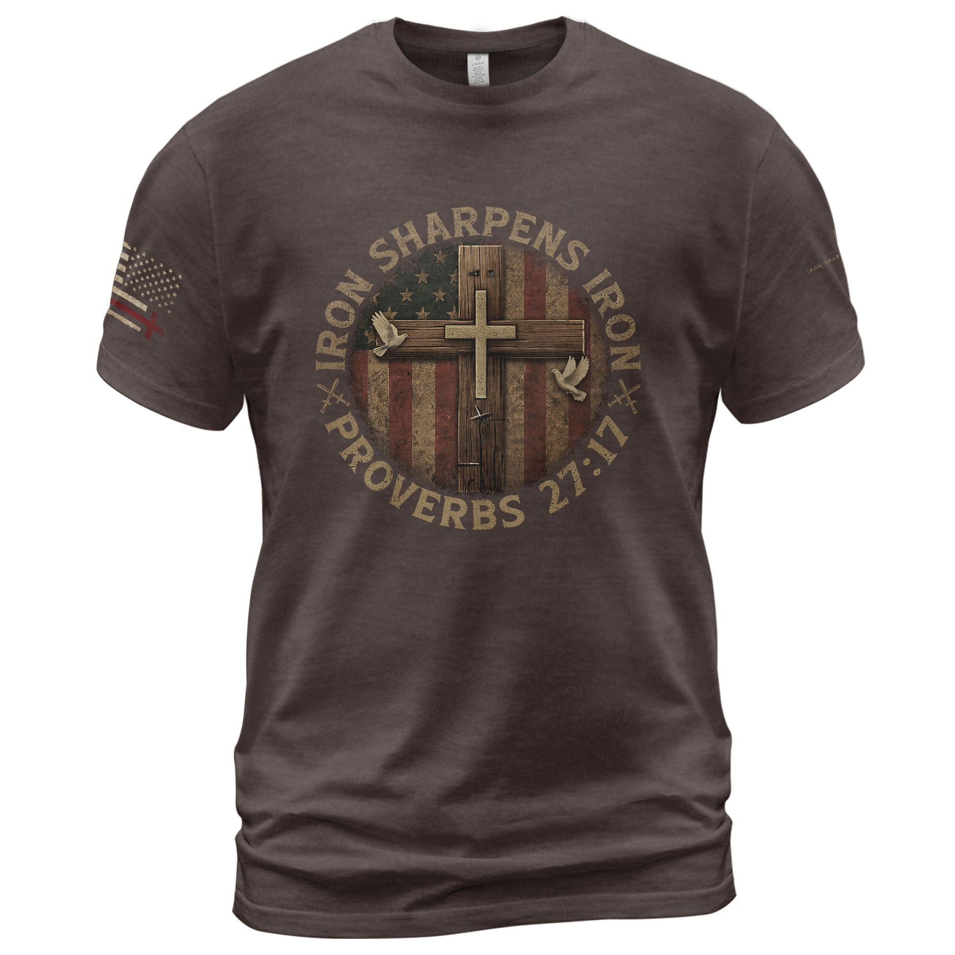 Christian Tee Shirts, Christian Brotherhood Iron Sharpens Iron - Christian Shirts for Men - Rust Field Wear