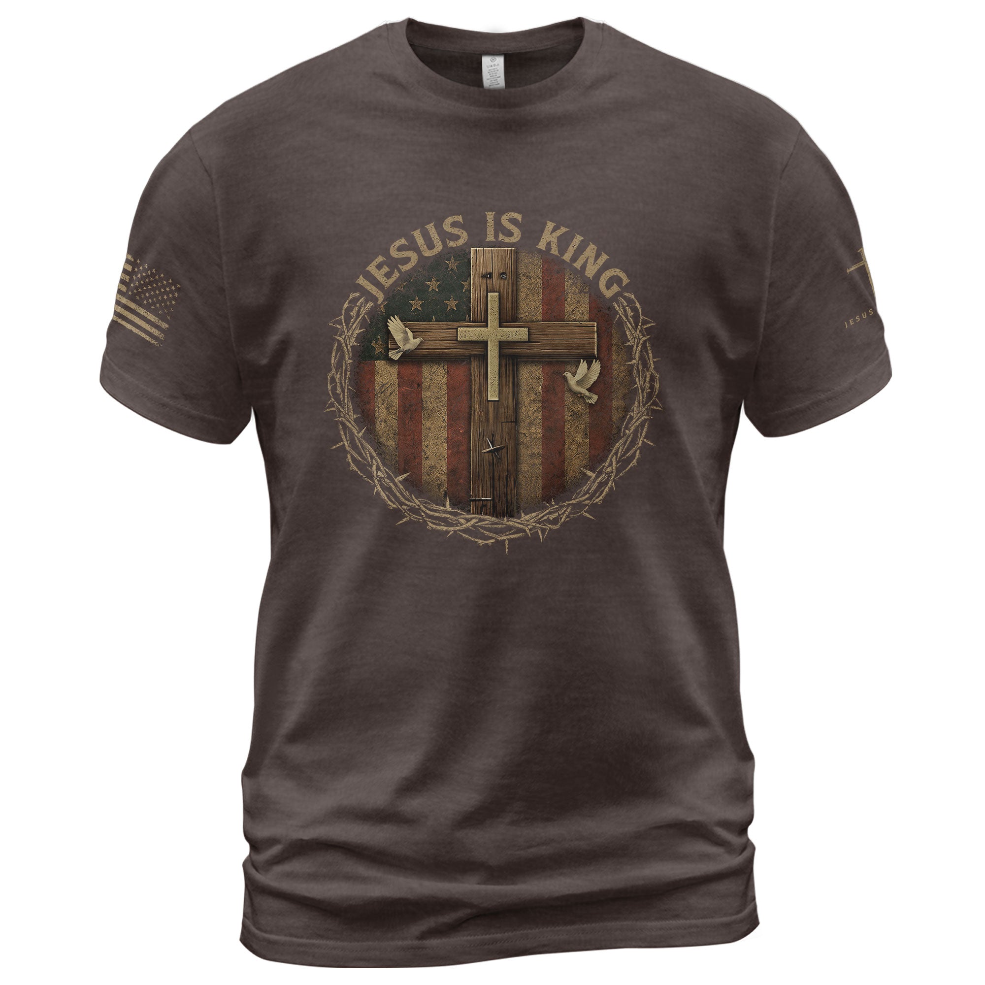 Jesus Is King Worn by Faith, Ruled by Grace - Christian Tee Shirts, Christian Shirts for Men - Rust Field Wear