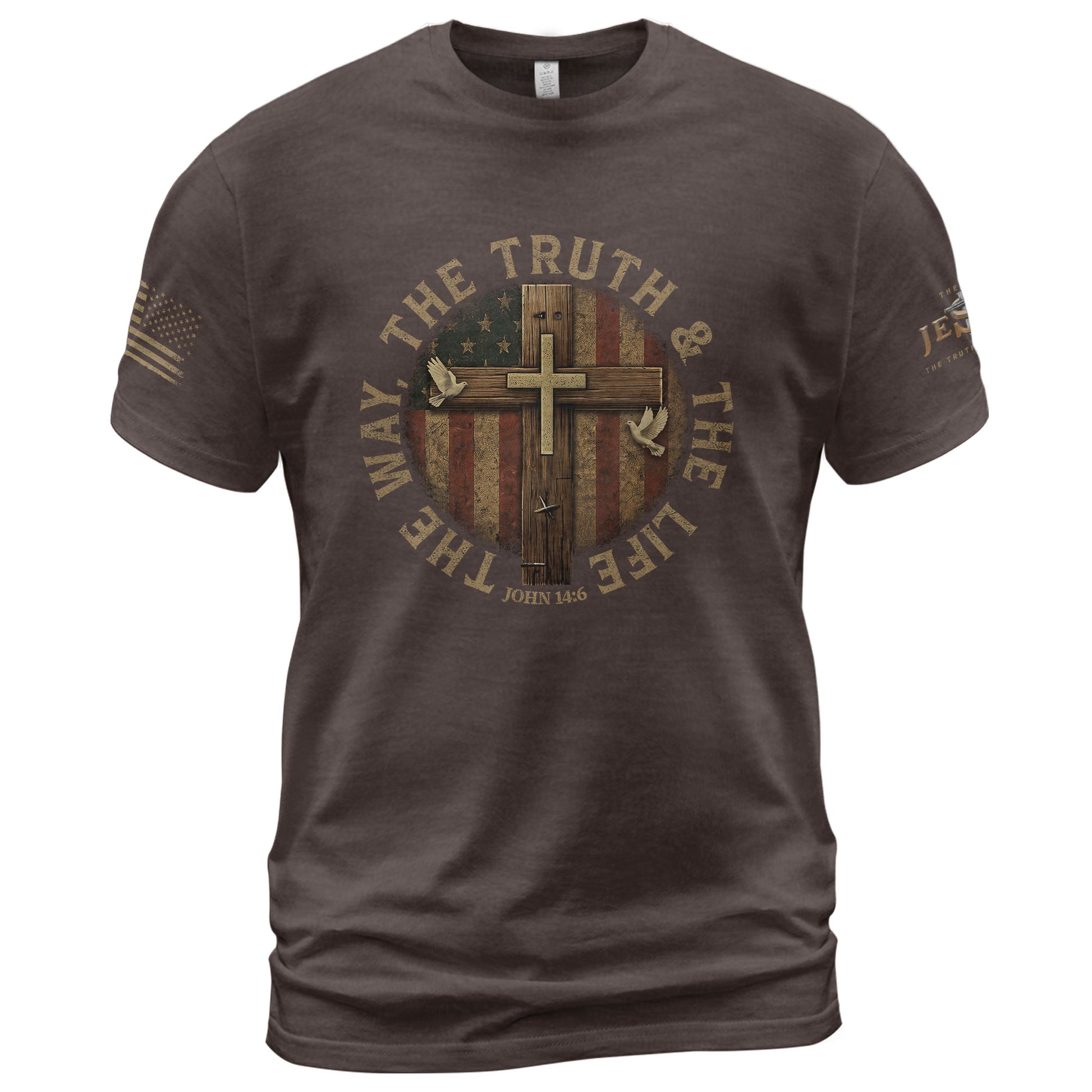 Faith Based Christian Tee Shirts, The Way. The Truth. The Life John 14:6 - Christian Shirts for Men - Rust Field Wear