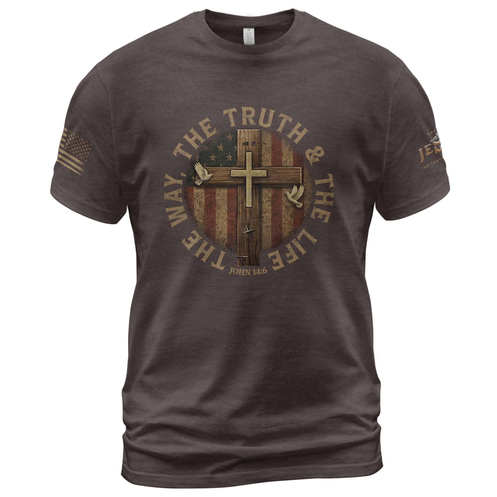 Faith Based Christian Tee Shirts, The Way. The Truth. The Life John 14:6 - Christian Shirts for Men - Rust Field Wear