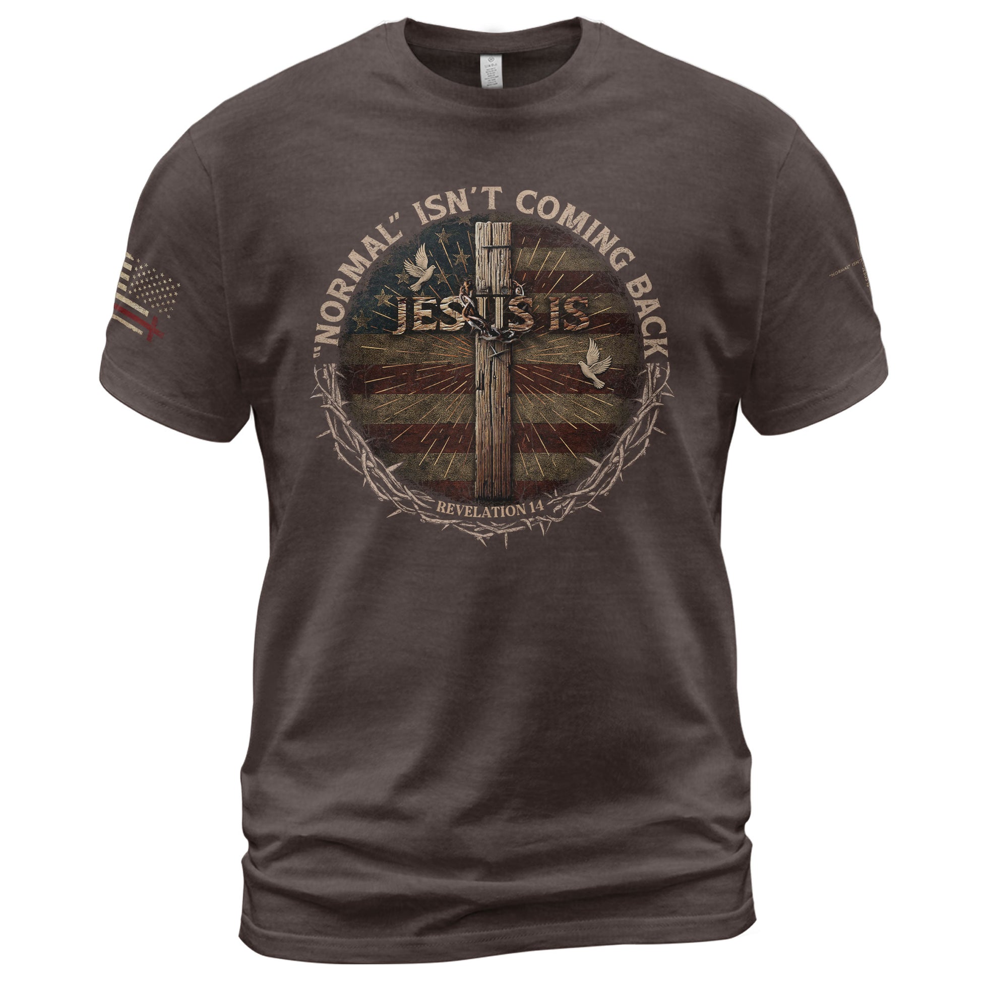 Christian Tee Shirts, Revelation 14 Jesus Is Coming Back - Christian Shirts for Men - Rust Field Wear