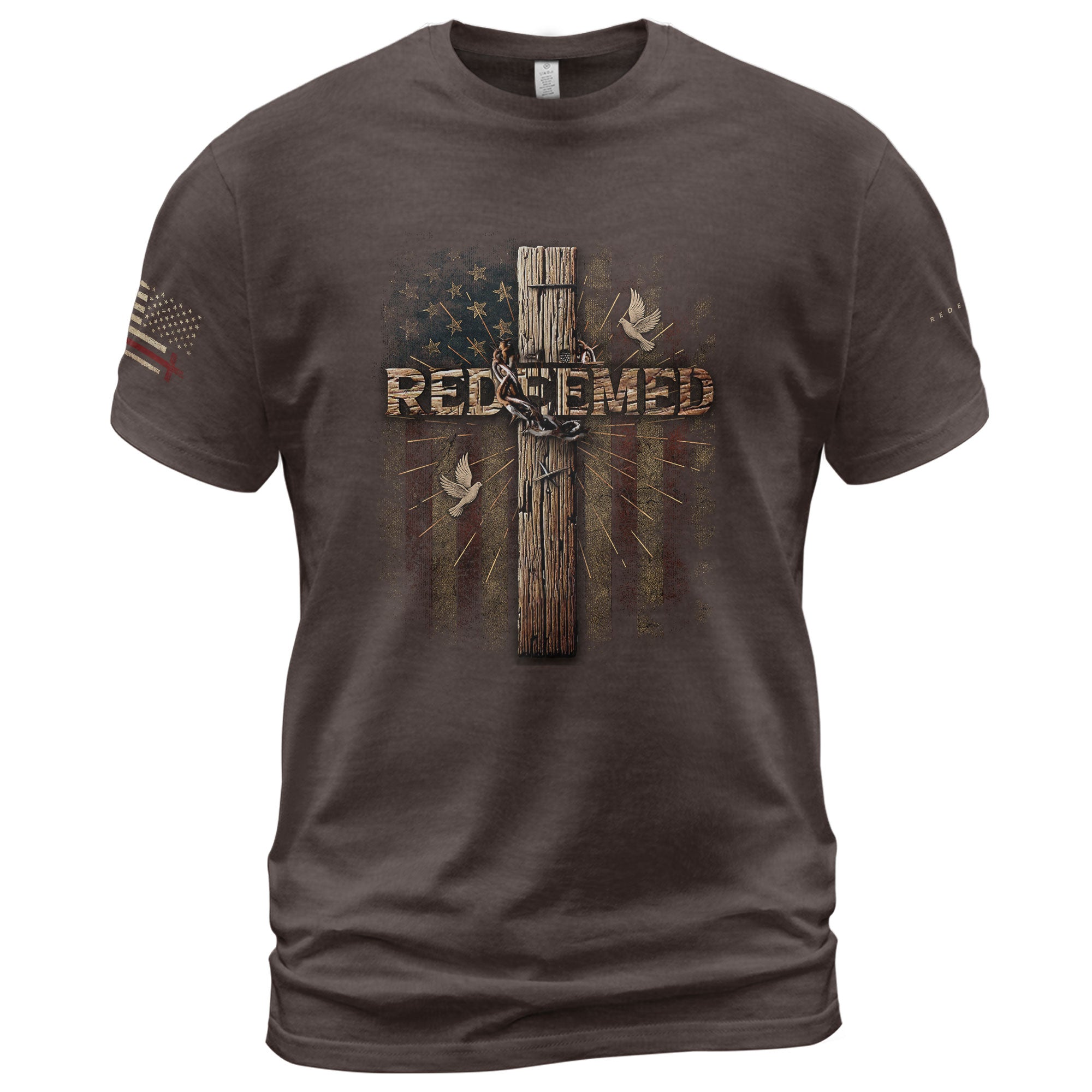 Freedom Shirts for Men, Redeemed and Set Free Christian Freedom - Patriotic T Shirts - Rust Field Wear