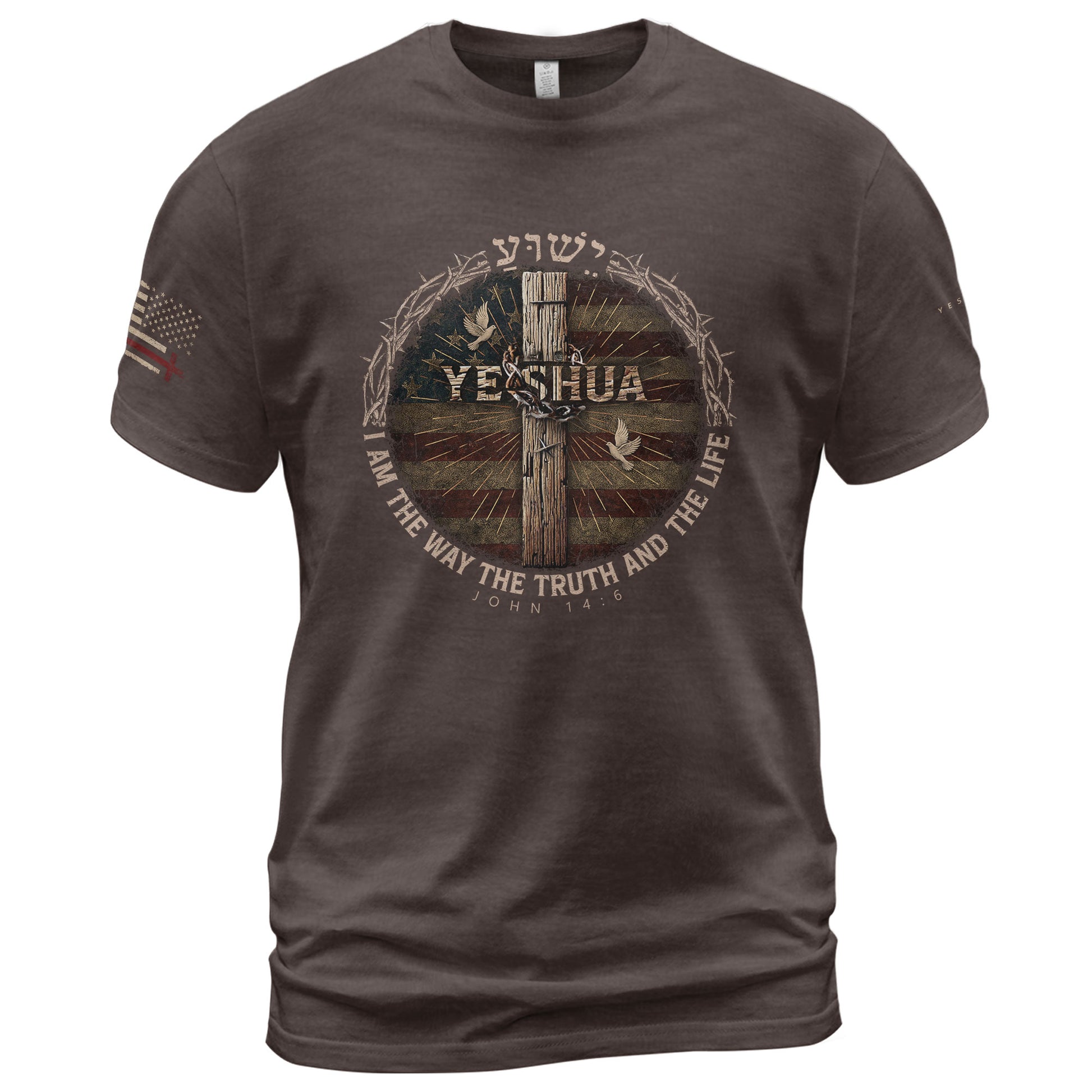 Faith Based Christian Tee Shirts, Yeshua The Only Way (John 14:6) - Christian Shirts for Men - Rust Field Wear