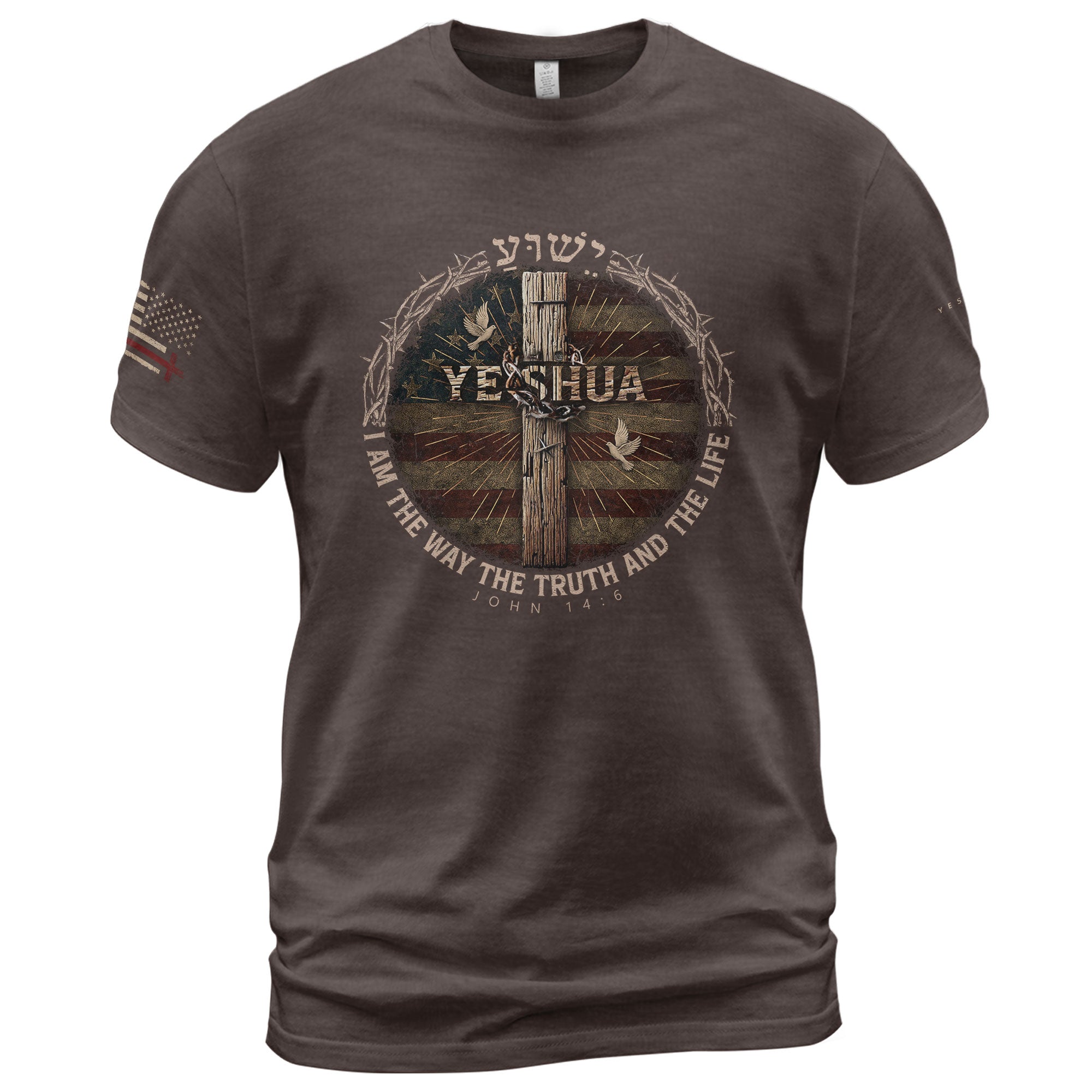 Faith Based Christian Tee Shirts, Yeshua The Only Way (John 14:6) - Christian Shirts for Men - Rust Field Wear