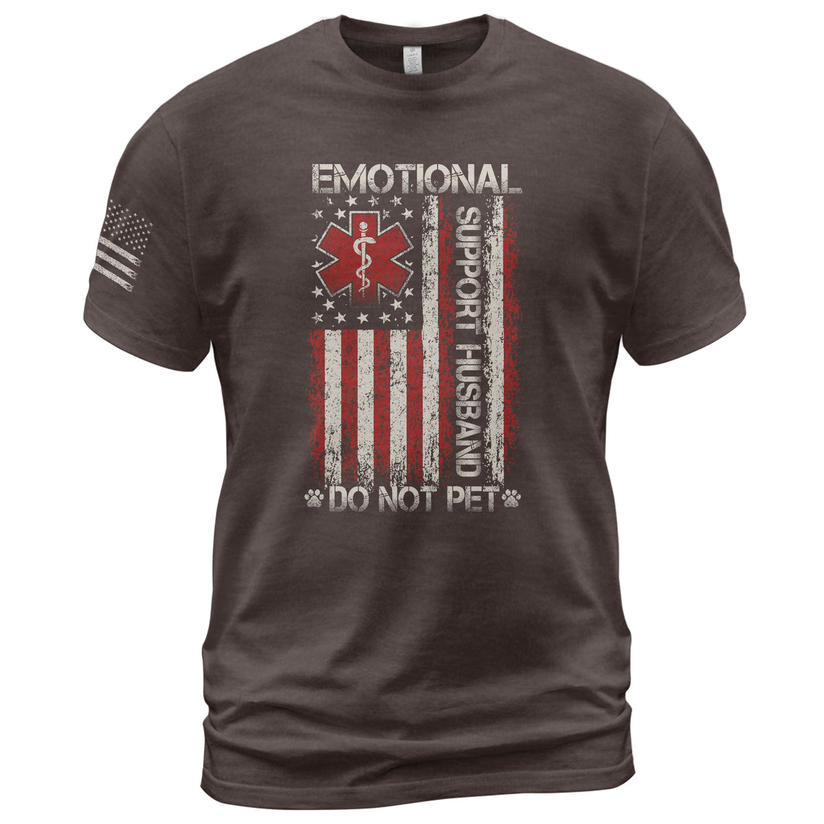 Clever Emotional Support Husband Do Not Pet Vertical Star Tee Shirt Cotton Apparel