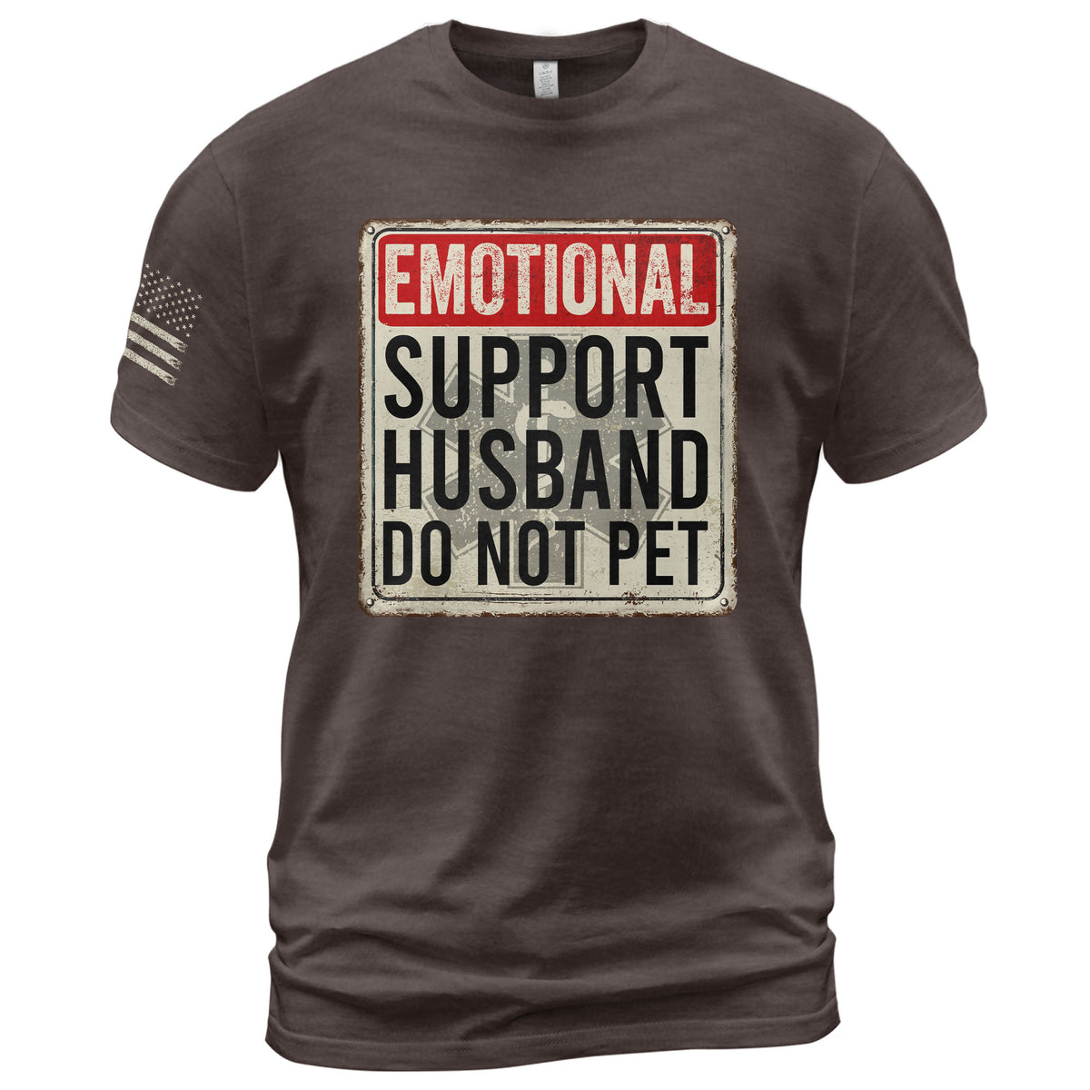 Humorous Emotional Support Husband Do Not Pet Warning Sign Tee Shirt Cotton Apparel