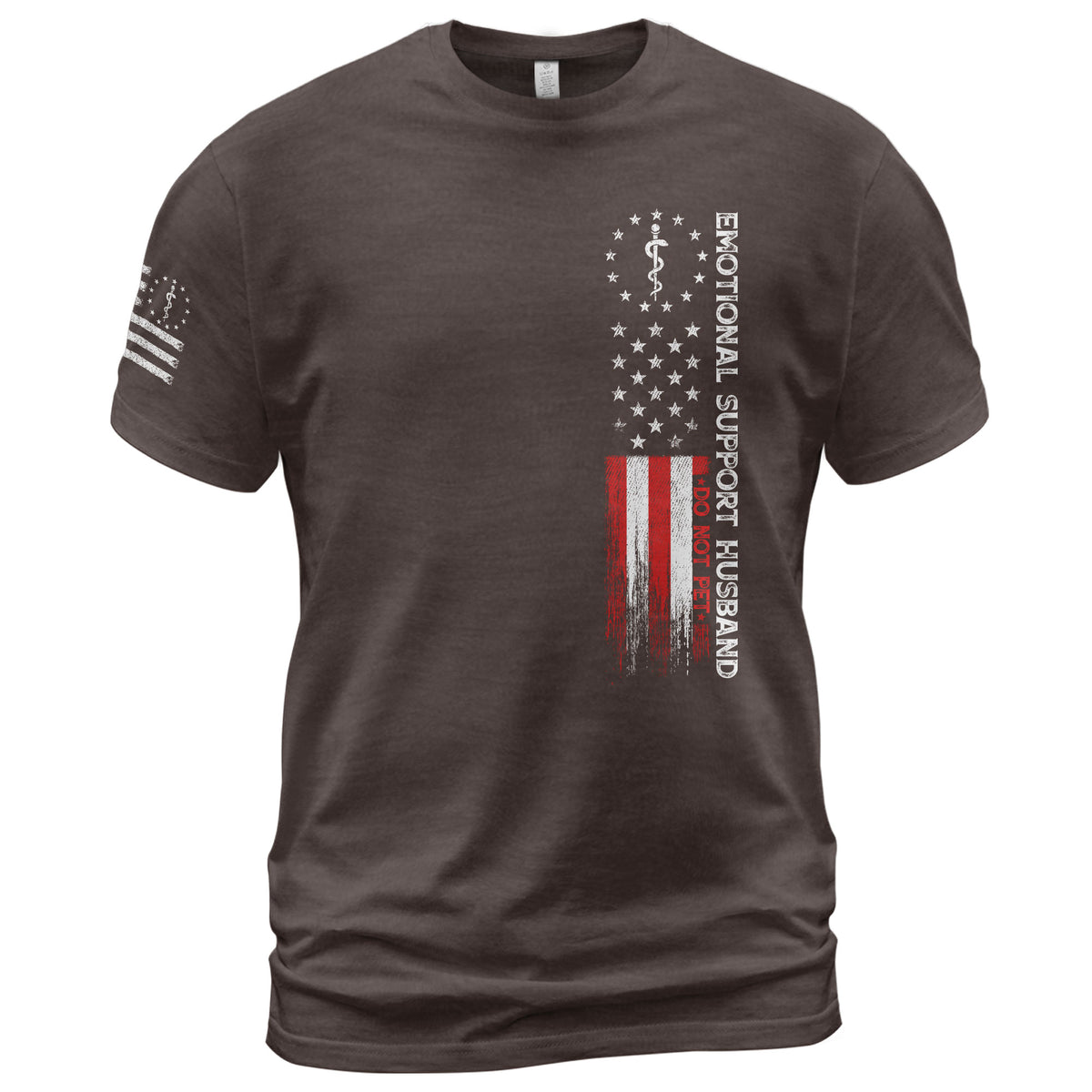Comic Emotional Support Husband Do Not Pet Vertical Flag Tee Shirt Cotton Apparel